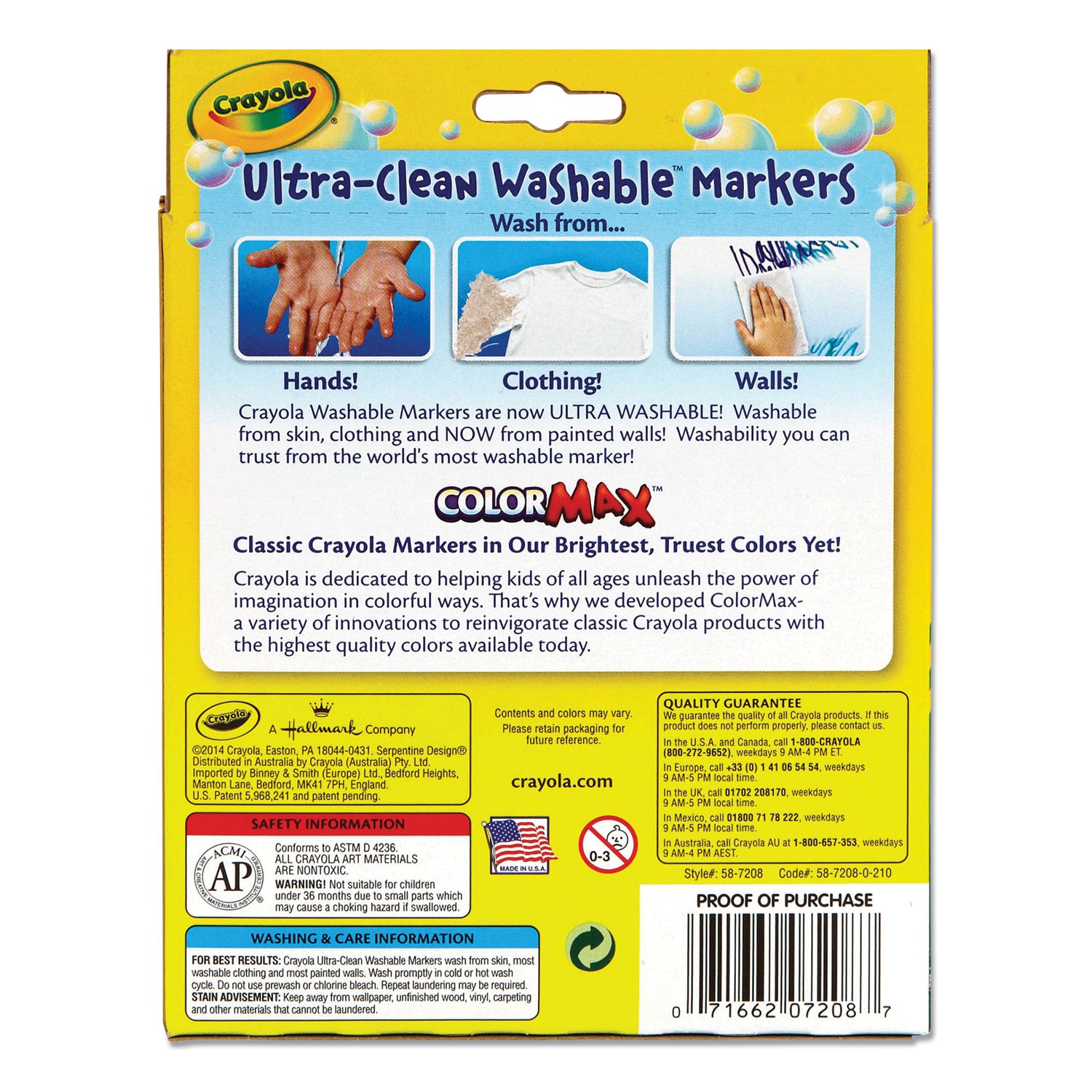 Crayola® Ultra-Clean Washable Markers, Fine/broad Wedge/chisel Tips, Assorted Colors, 8/box