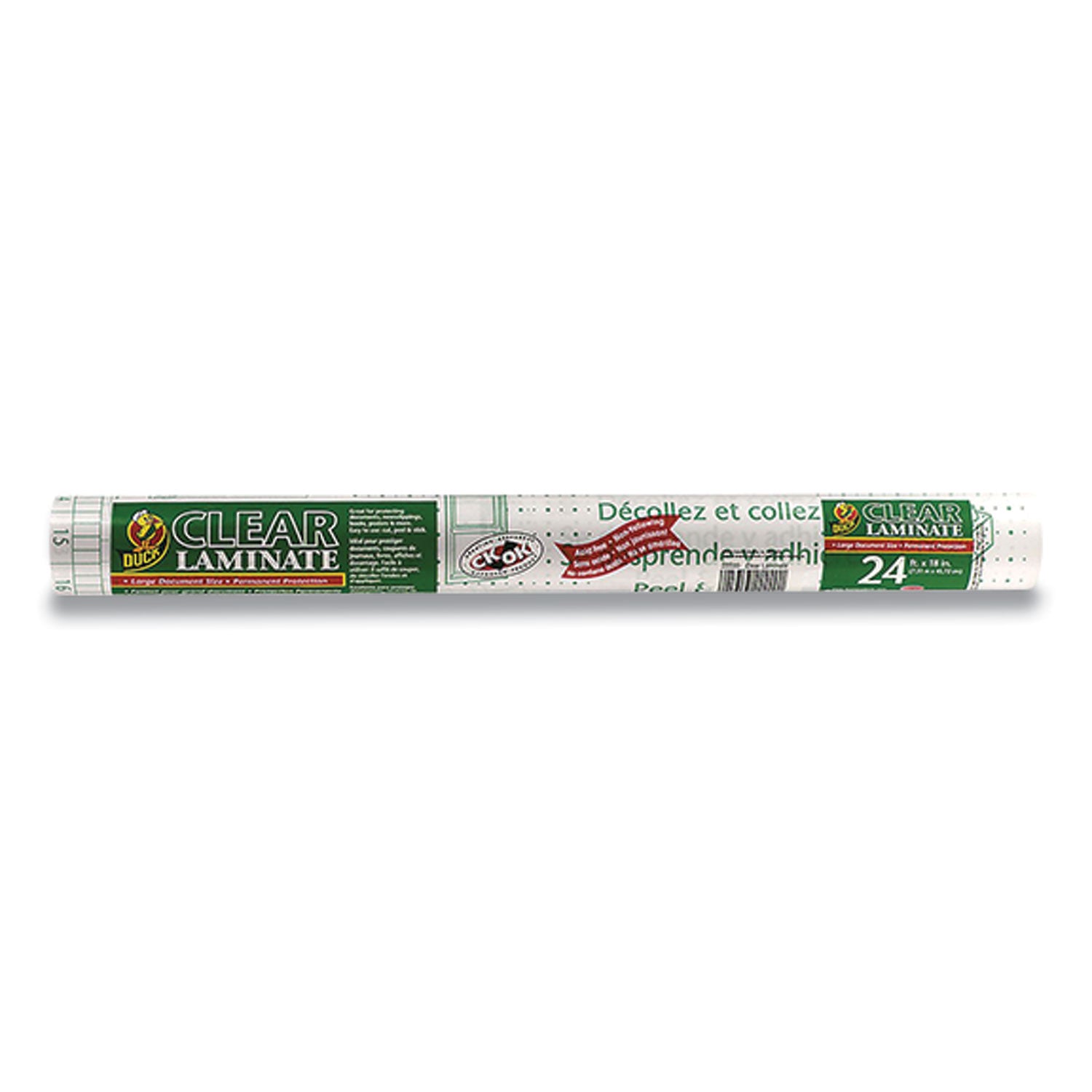 Duck® Peel-And-Stick Clear Laminate Roll, 5.91 Mil, 18" X 8 Yd, Matte Clear