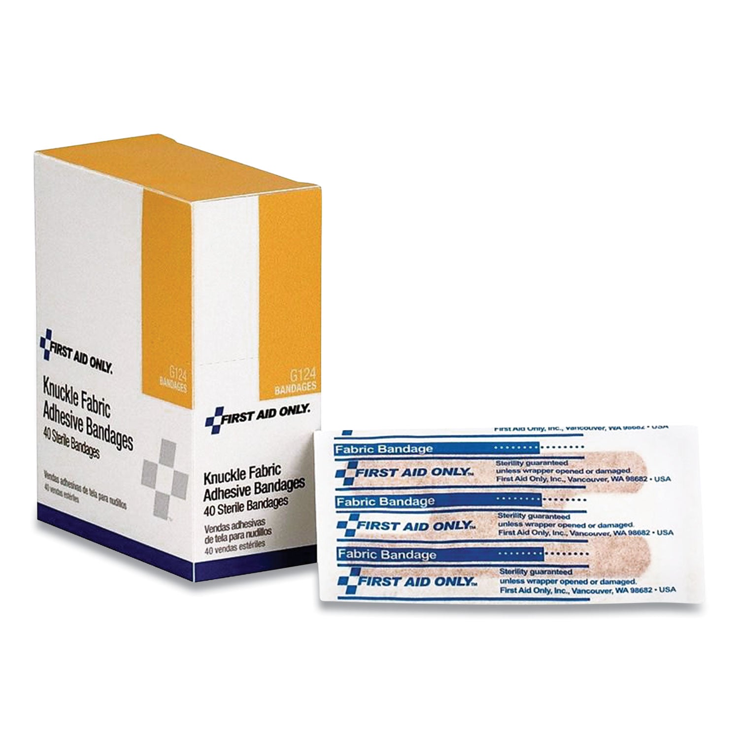 First Aid Only™ Fabric Bandages, Four-Wing Knuckle, 2.5 X 3.25, 40/box