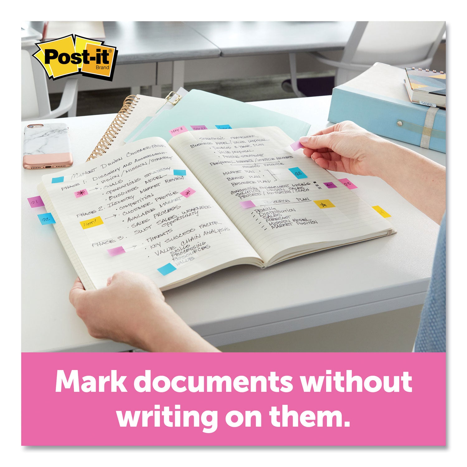 Post-it® Flags Page Flags in Desk Grip Dispenser, 1 x 1.75, Yellow, 200/Dispenser