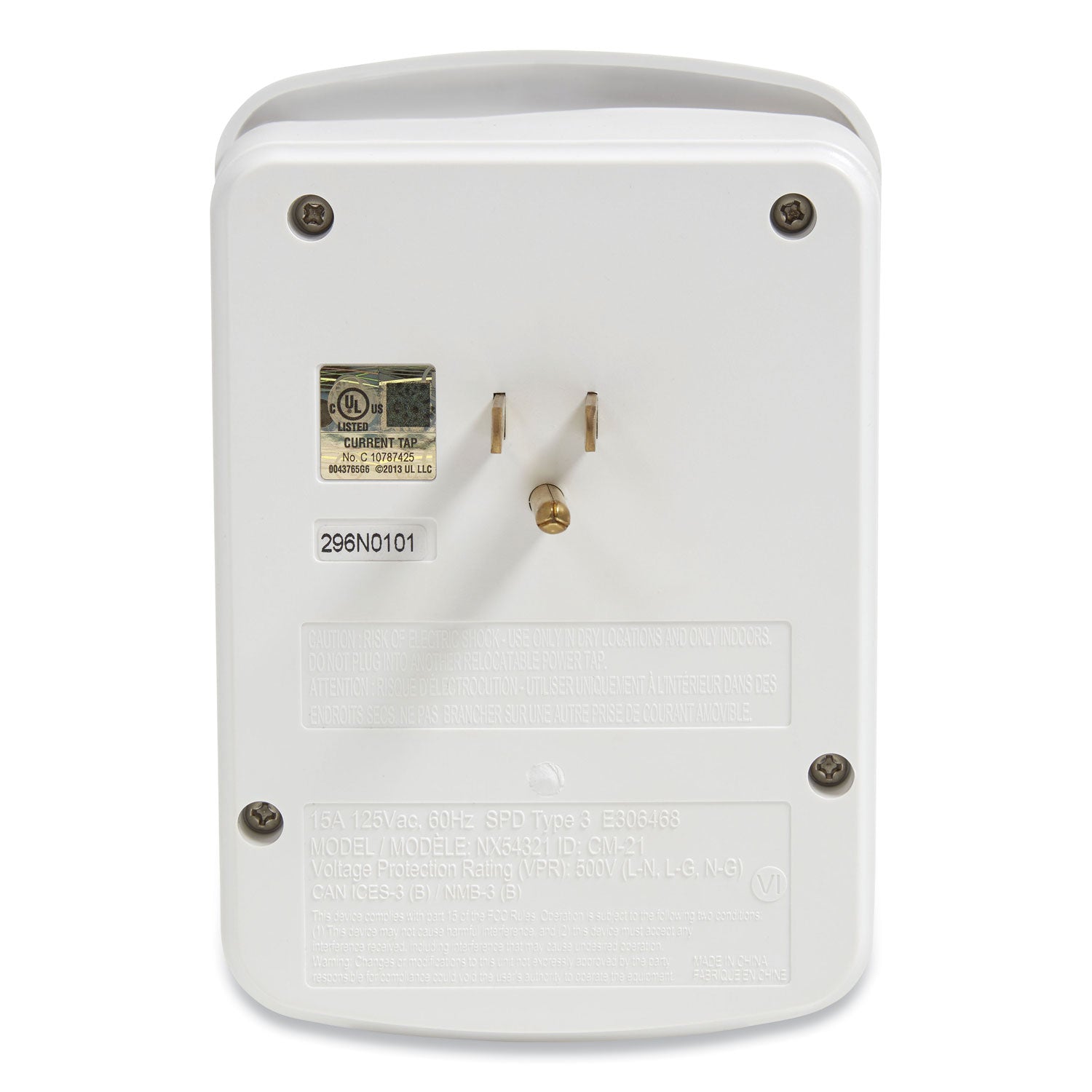 NXT Technologies™ Wall-Mount Surge Protector, 6 AC Outlets/2 USB Ports, 1,200 J, White