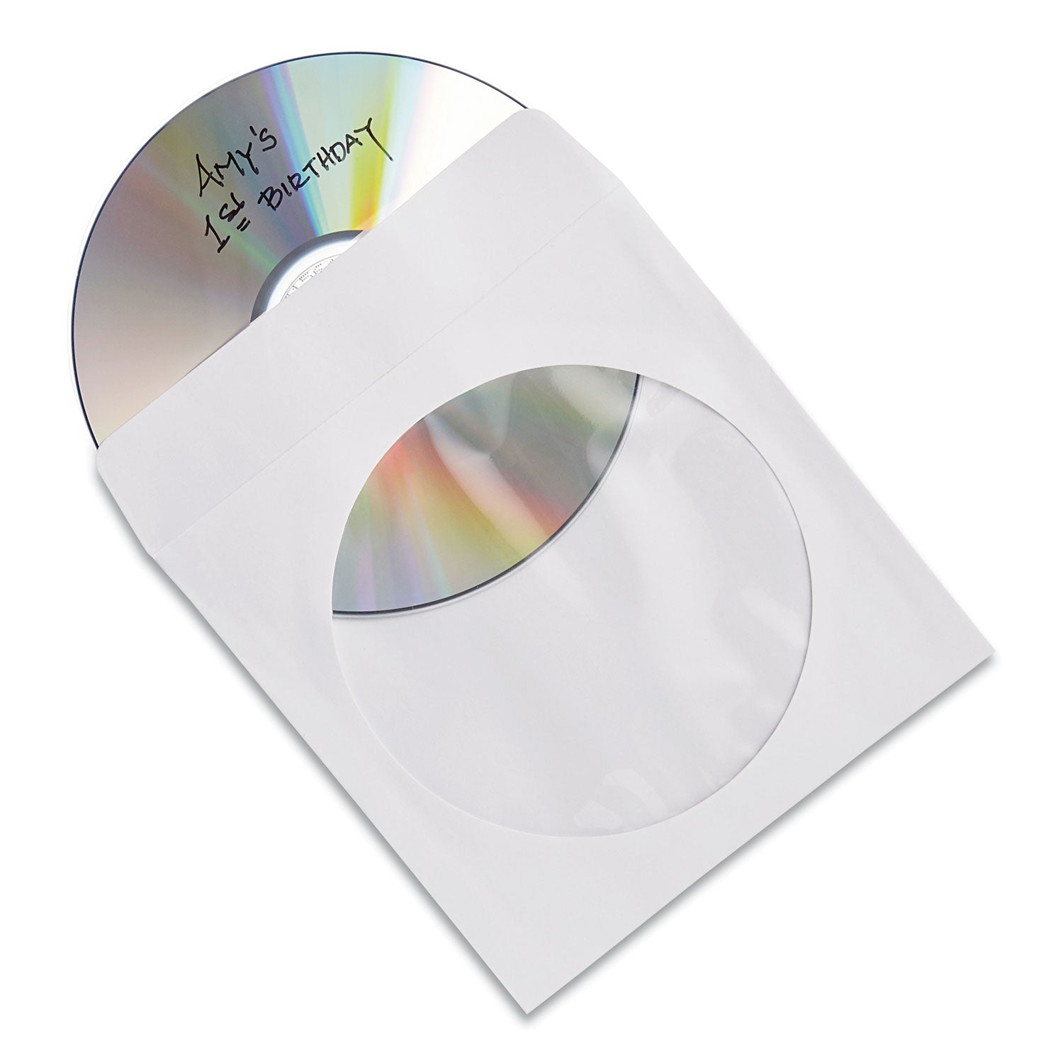 Verbatim® CD/DVD Sleeves, 1 Disc Capacity, Clear/White, 100/Box