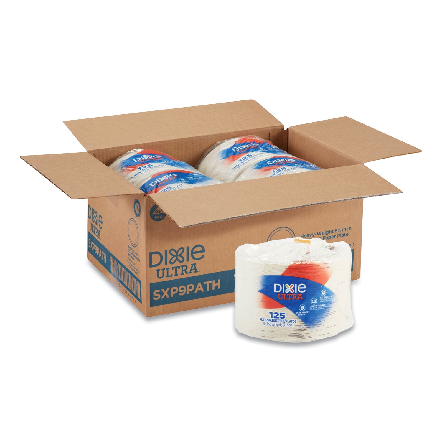 Dixie® Pathways Soak Proof Shield Heavyweight Paper Plates, Wisesize, 8.5" Dia, Green/burgundy, 500/carton