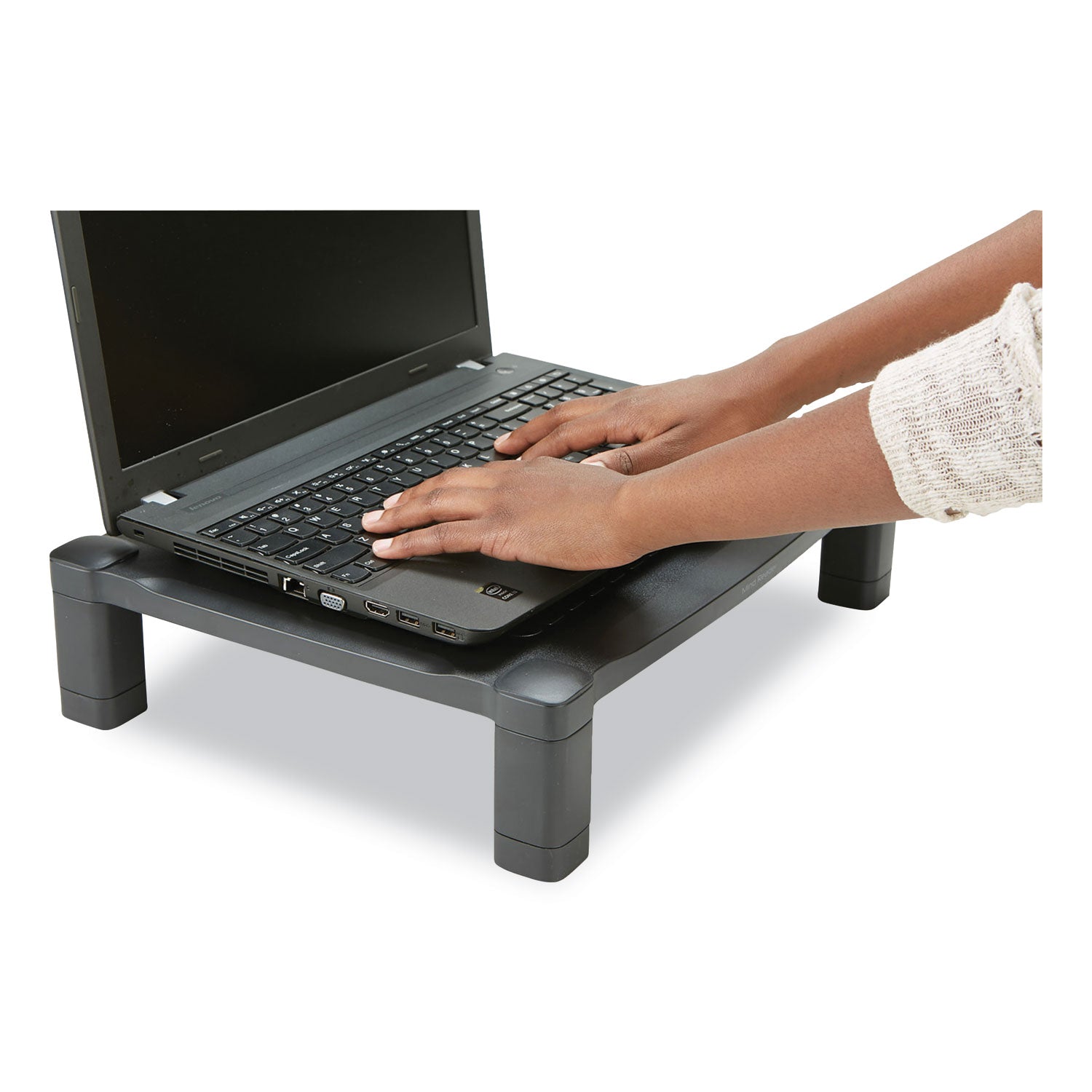 Mind Reader Adjustable Rectangular Monitor Stand, 17" X 13" X 3.75" To 5.75", Black, Supports 22 Lbs