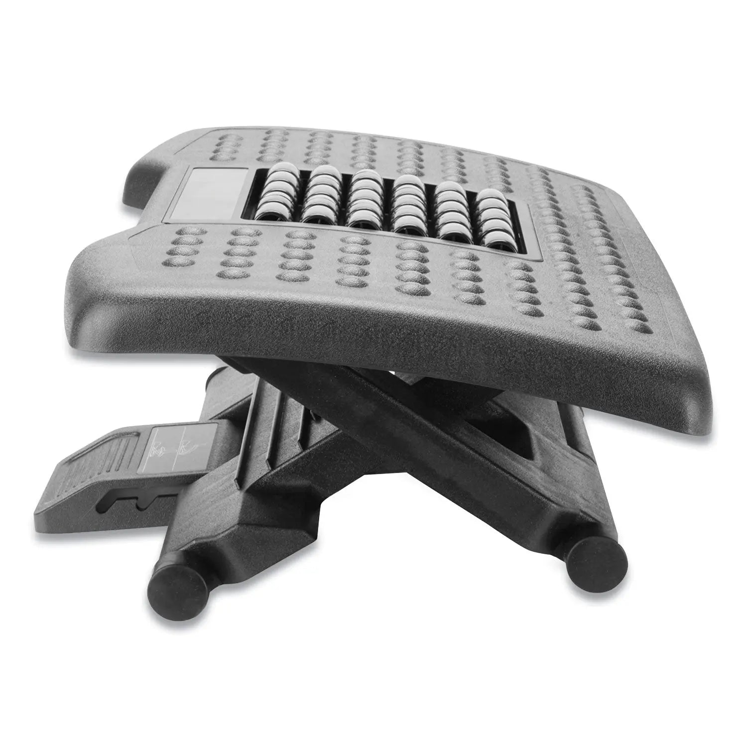 Adjustable Height Footrest with Rollers for Massage, 18w x 14d x 4.25h, Black Mind Reader Flipcost