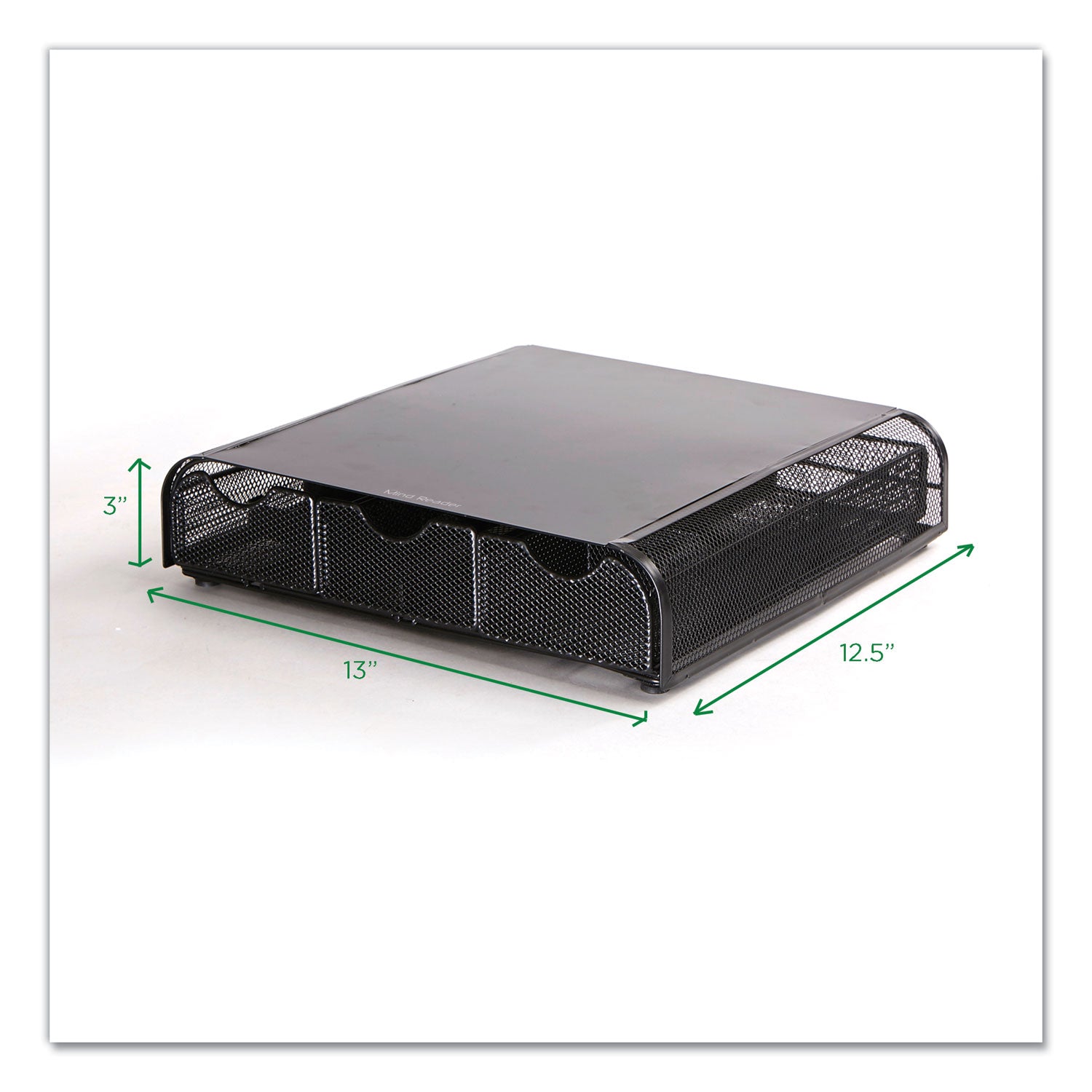 Mind Reader Perch Monitor Stand and Desk Organizer, 13" x 12.5" x 3", Black