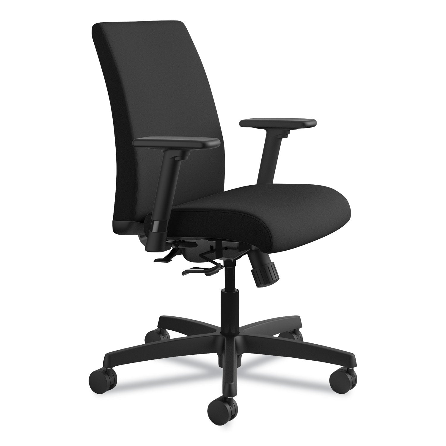 HON® Ignition Series Fabric Low-Back Task Chair, Supports Up To 300 Lb, 17" To 21.5" Seat Height, Black