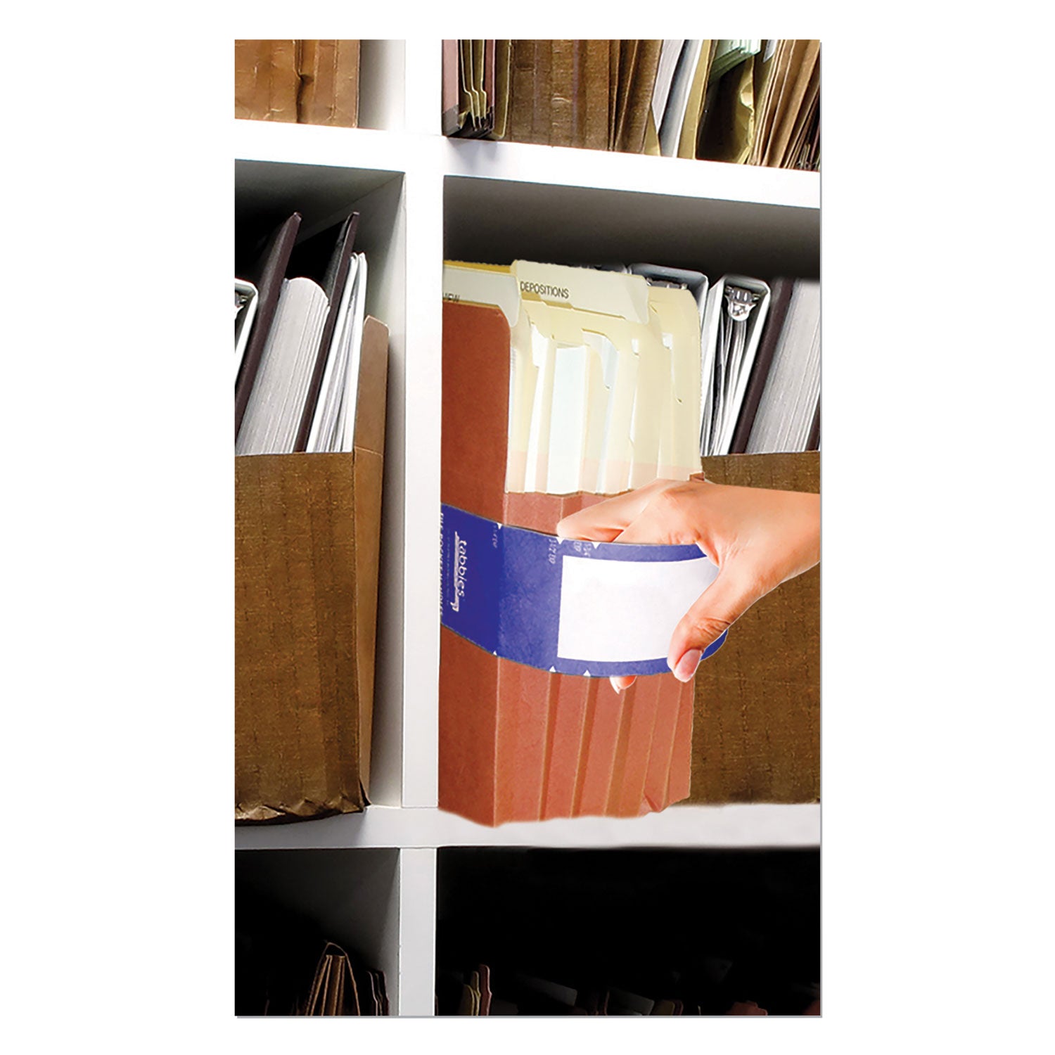 Tabbies® File Pocket Handles, 9.63 X 2, Dark Blue/white, 4/sheet, 12 Sheets/pack