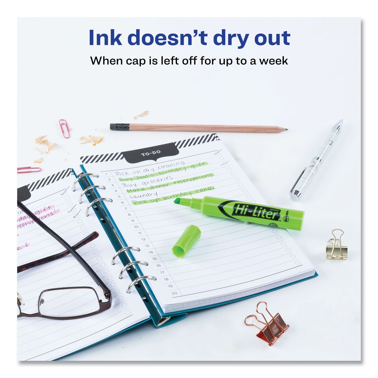 Avery® Hi-Liter Desk-Style Highlighters, Fluorescent Green Ink, Chisel Tip, Green/black Barrel, Dozen