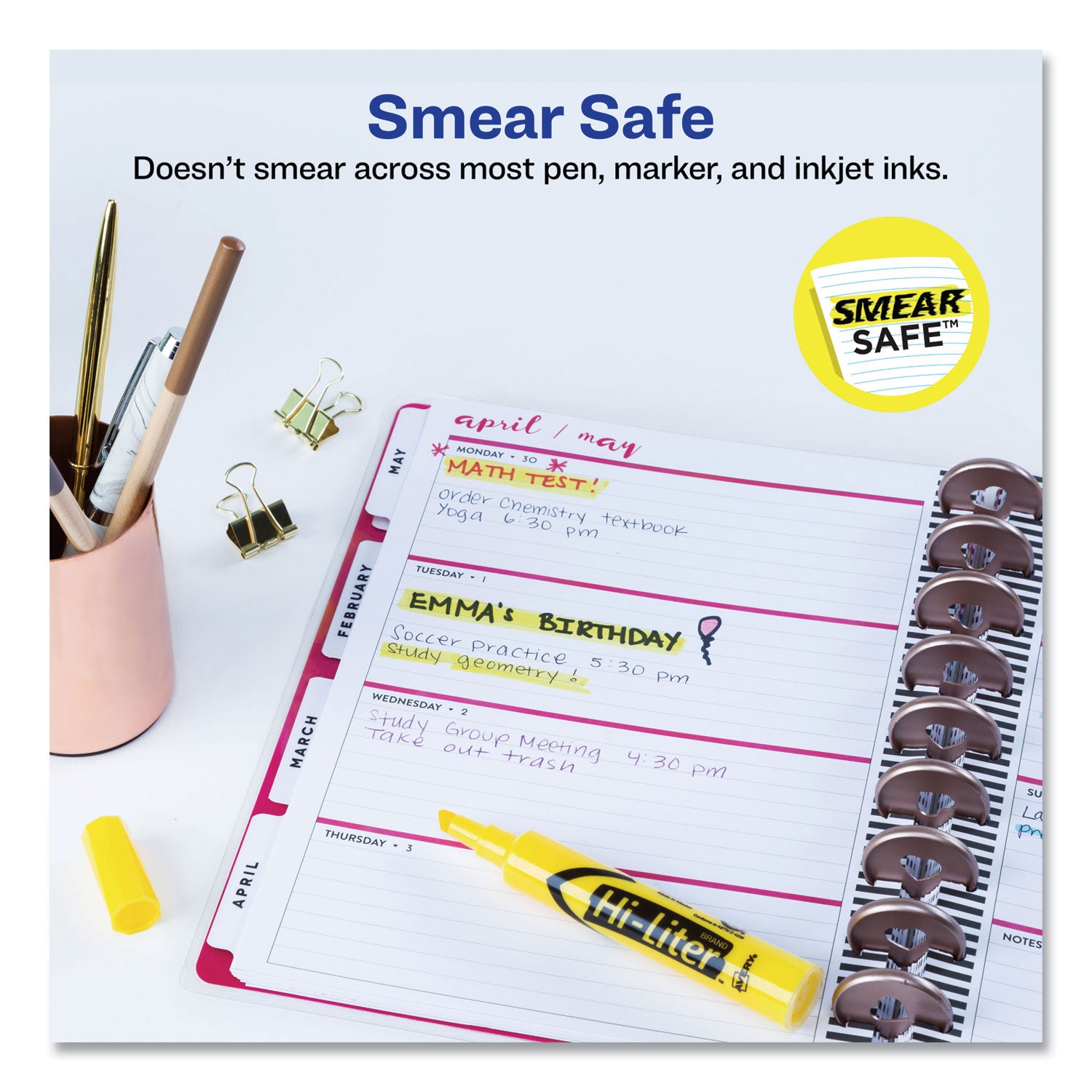 Avery® Hi-Liter Desk-Style Highlighters, Yellow Ink, Chisel Tip, Yellow/black Barrel, Dozen