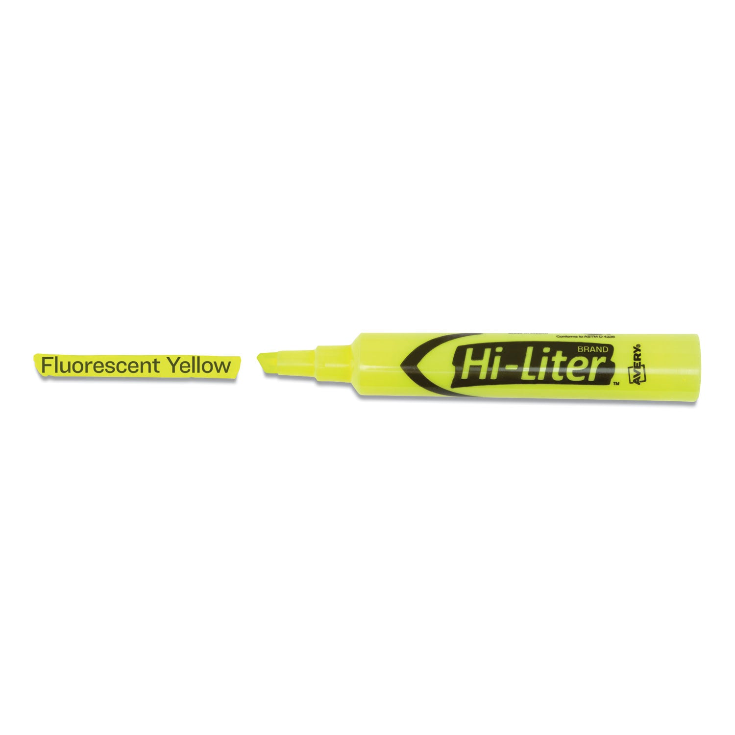 Avery® Hi-Liter Desk-Style Highlighters, Fluorescent Yellow Ink, Chisel Tip, Yellow/black Barrel, Dozen