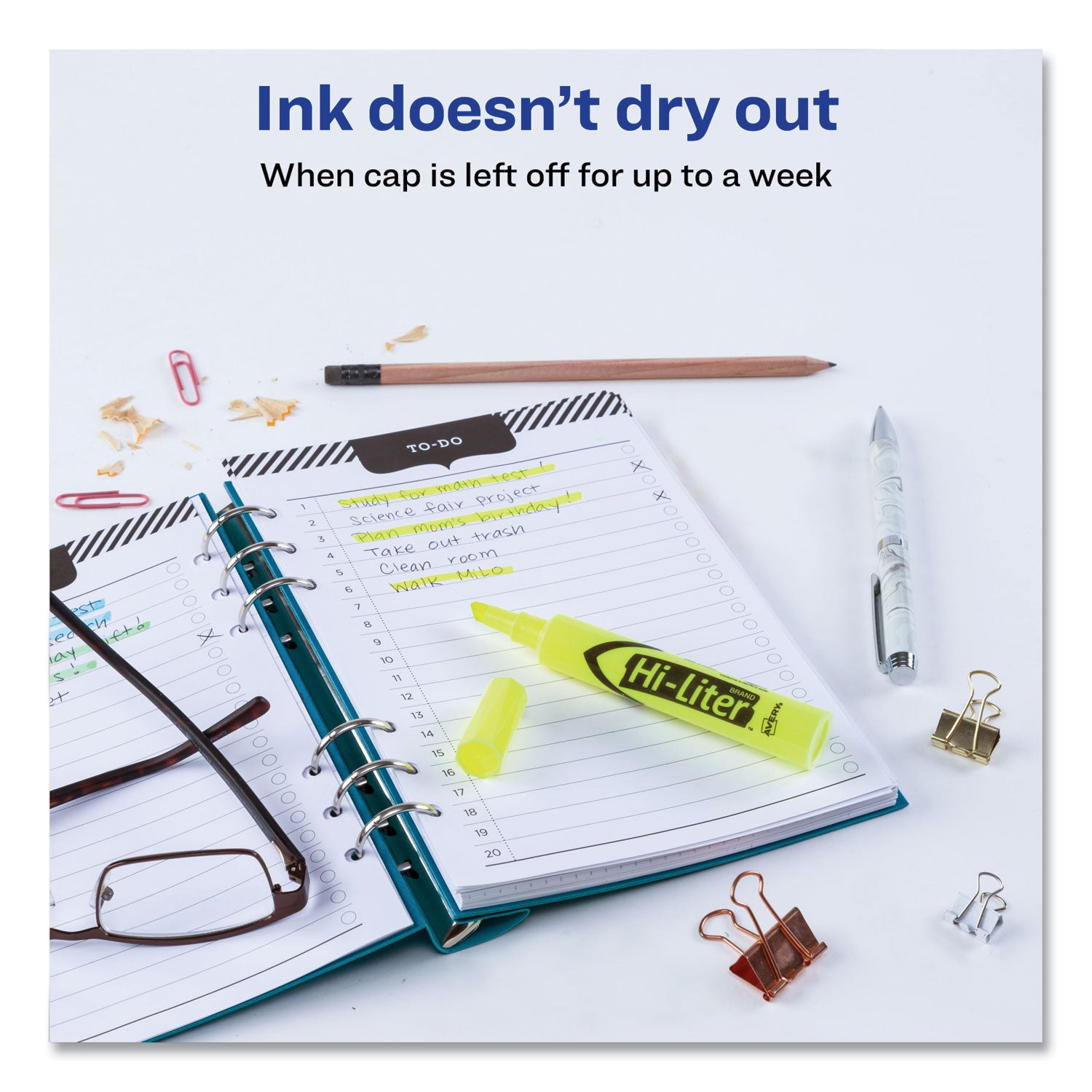 Avery® Hi-Liter Desk-Style Highlighter Value Pack, Fluorescent Yellow Ink, Chisel Tip, Yellow/black Barrel, 36/box