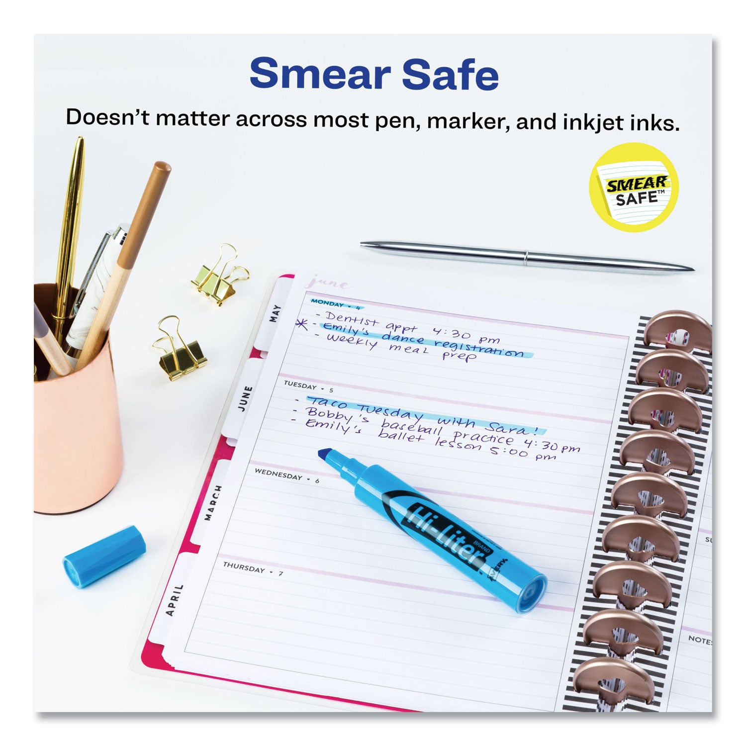 Avery® Hi-Liter Desk-Style Highlighters, Fluorescent Blue Ink, Chisel Tip, Blue/black Barrel, Dozen