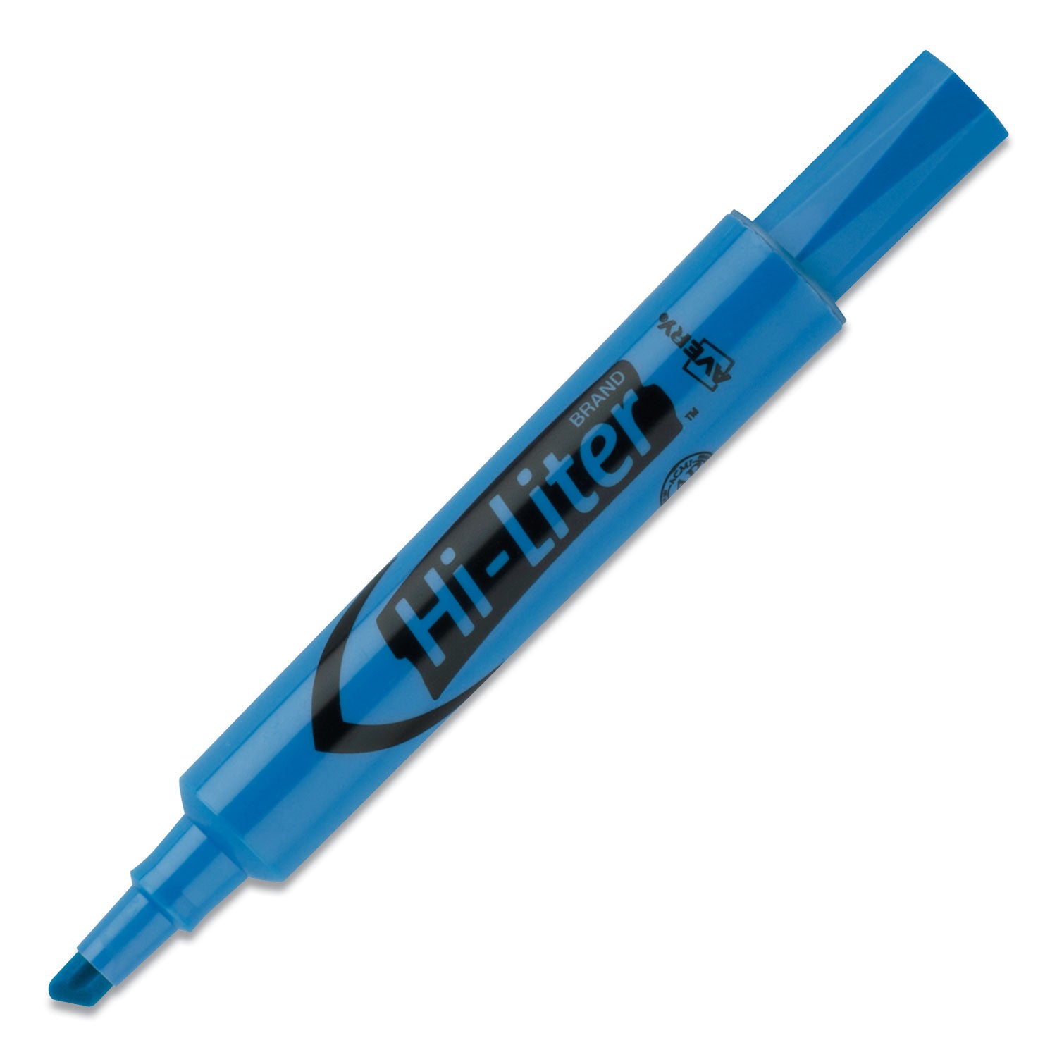 Avery® Hi-Liter Desk-Style Highlighters, Fluorescent Blue Ink, Chisel Tip, Blue/black Barrel, Dozen