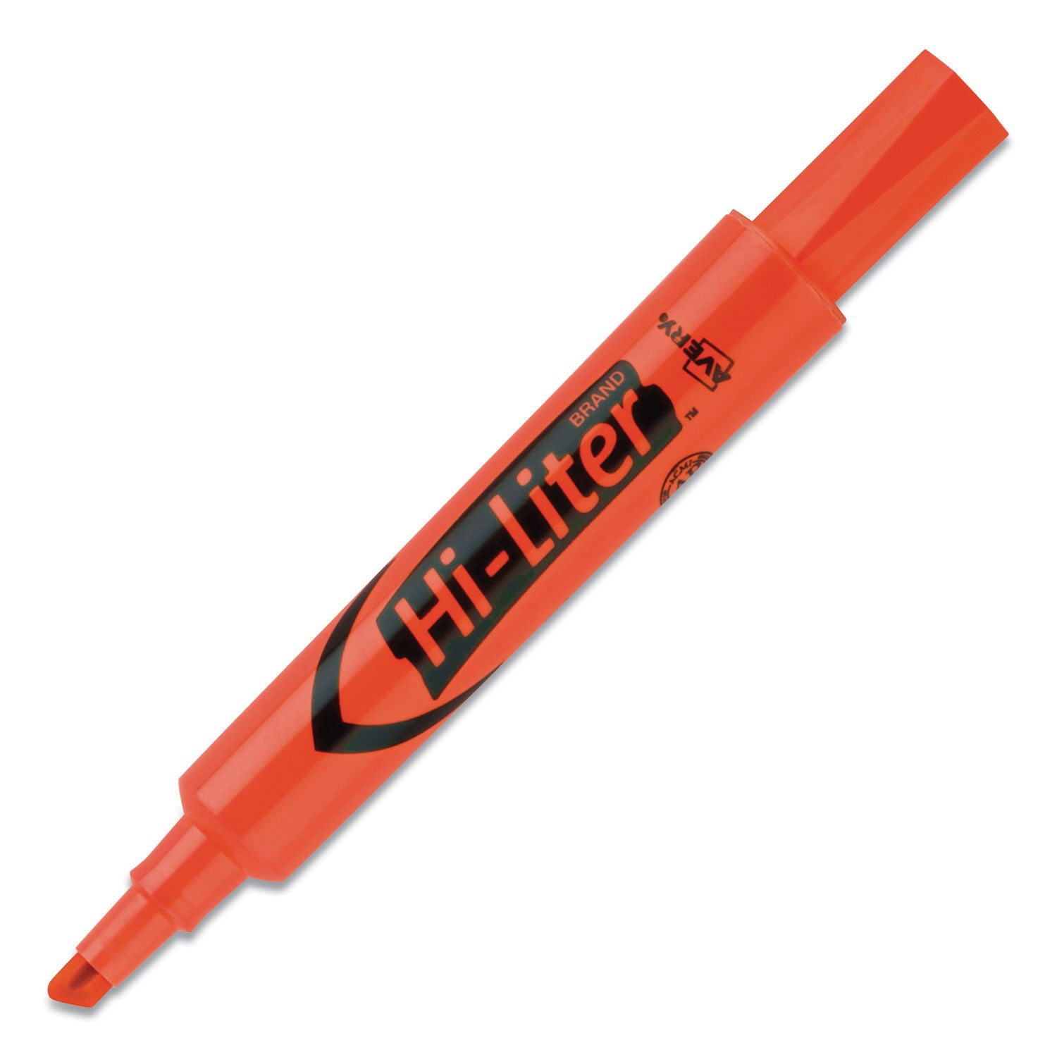 Avery® Hi-Liter Desk-Style Highlighters, Fluorescent Orange Ink, Chisel Tip, Orange/black Barrel, Dozen