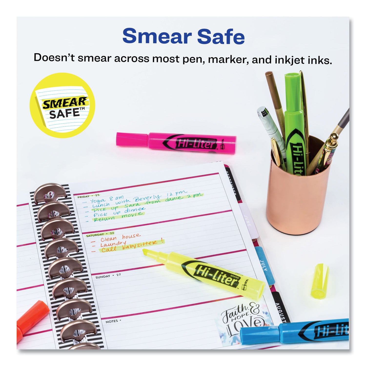 Avery® Hi-Liter Desk-Style Highlighters, Assorted Ink Colors, Chisel Tip, Assorted Barrel Colors, Dozen