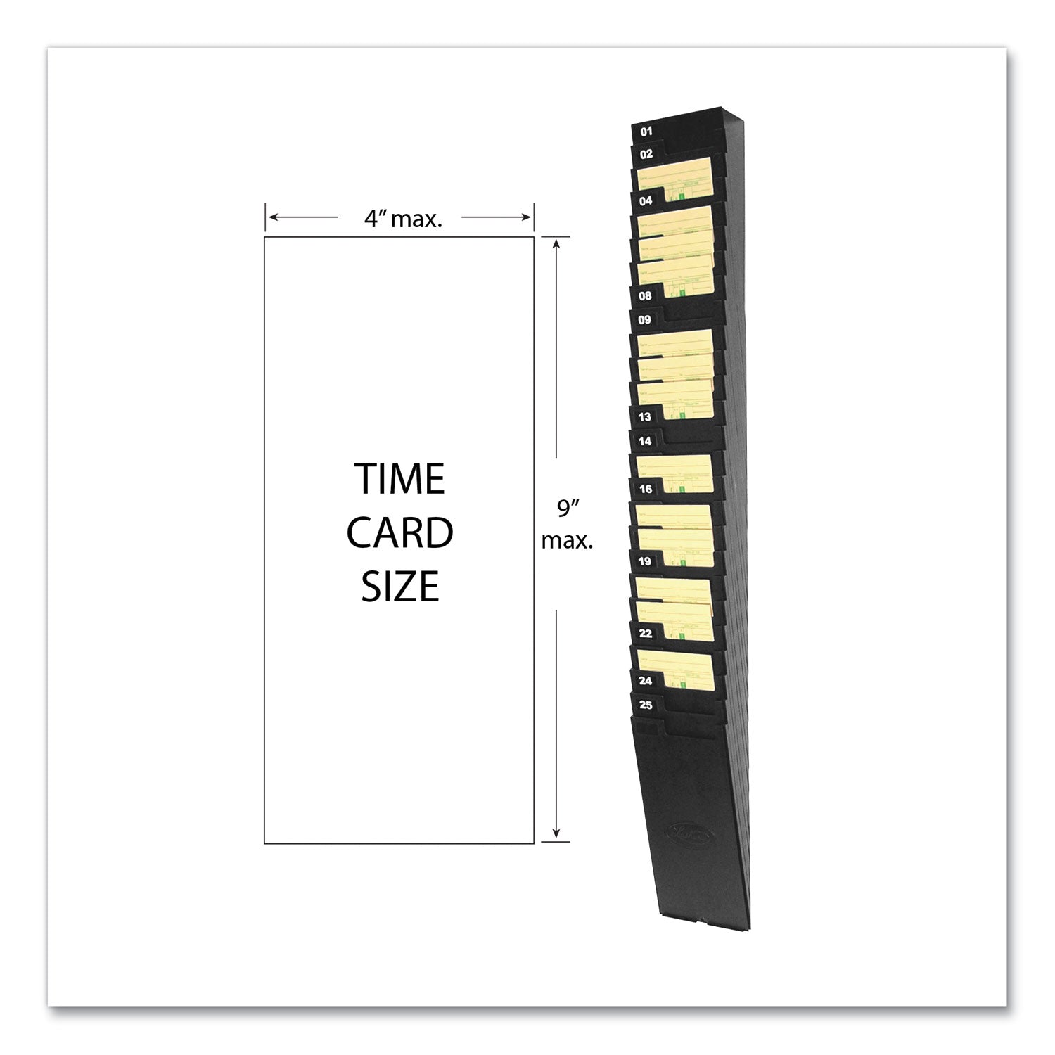 Lathem® Time Time Card Rack For 9" Cards, 25 Pockets, Abs Plastic, Black