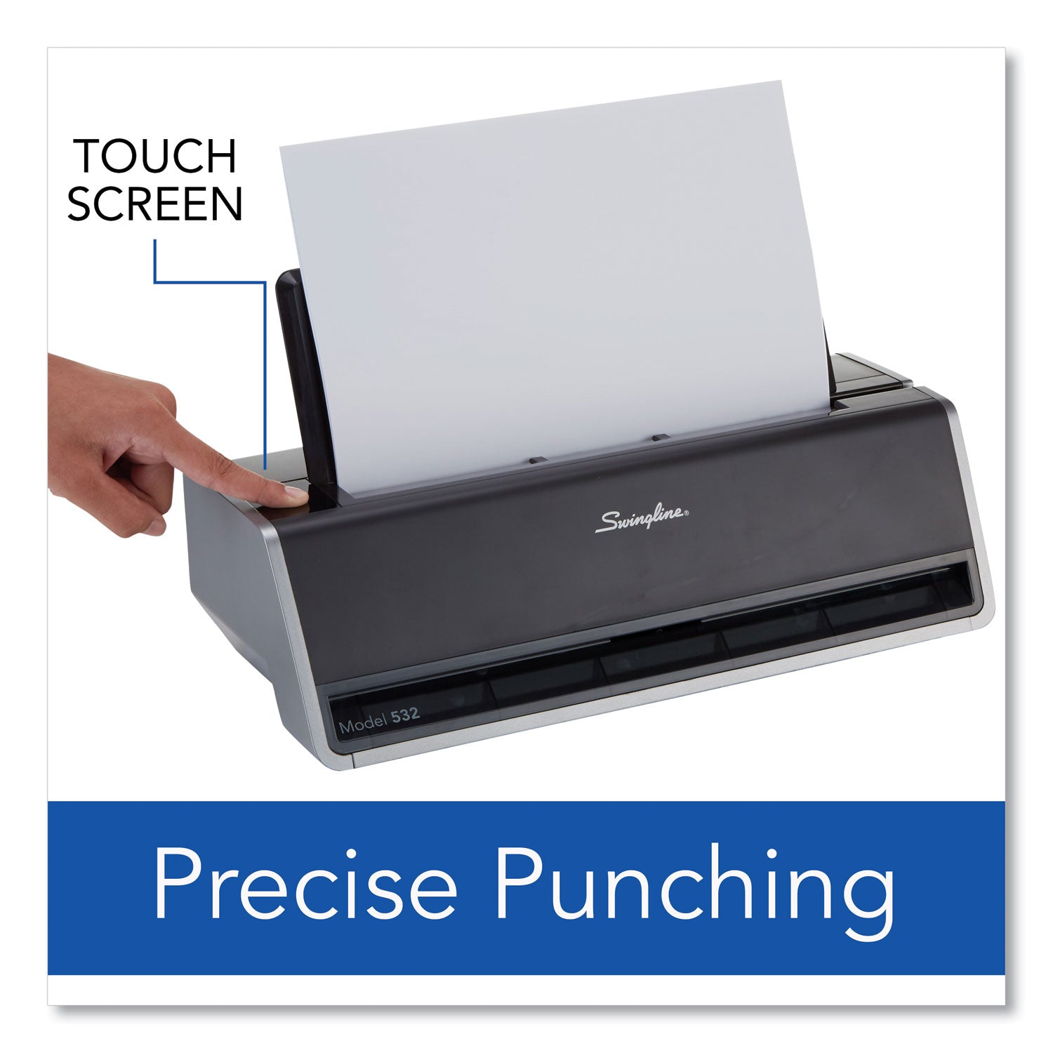 Swingline® 28-Sheet Commercial Electric Two-Hole Punch, Fixed 9/32" Holes, Black/silver