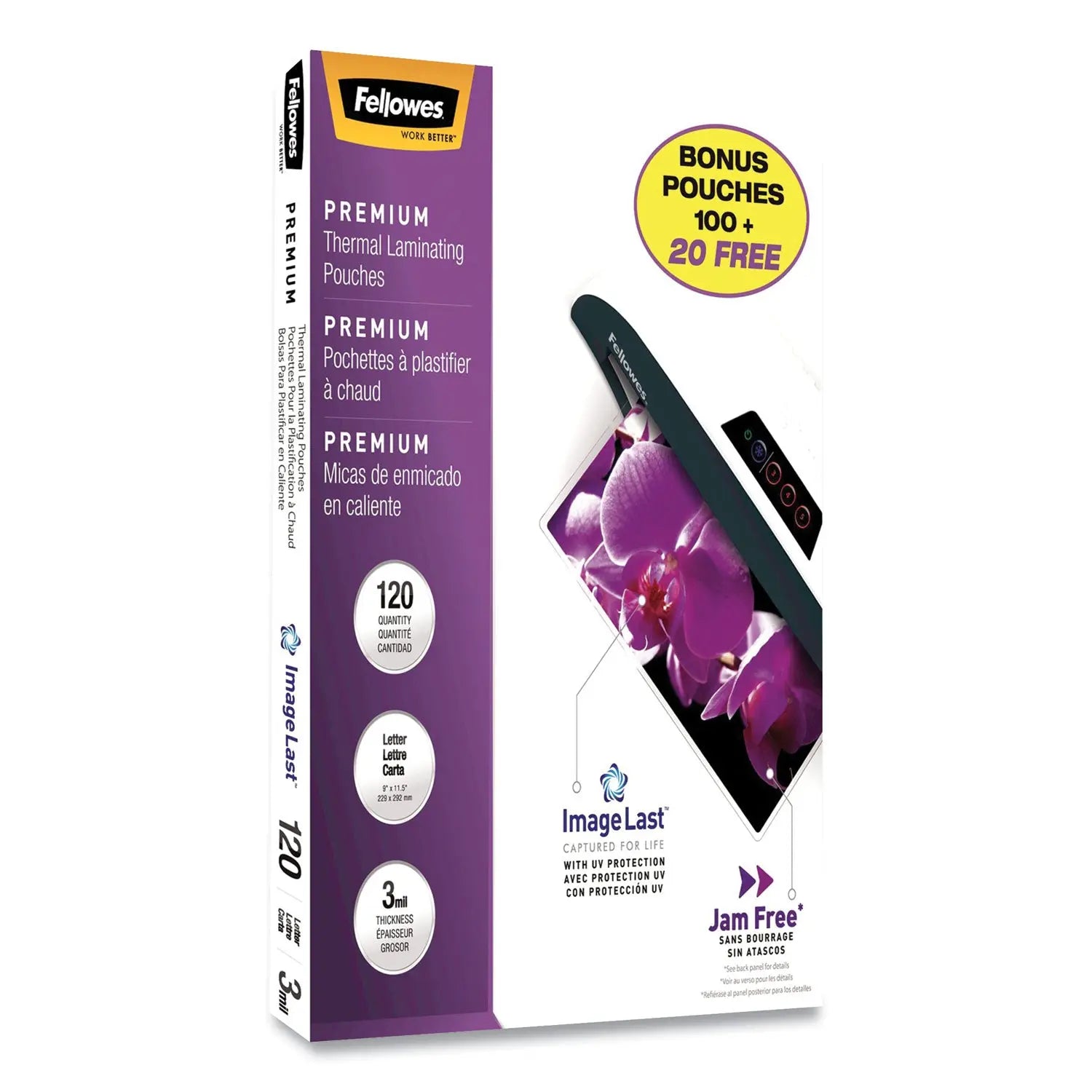 ImageLast Laminating Pouches with UV Protection, 3 mil, 9" x 11.5", Clear, 120/Pack Fellowes® Flipcost