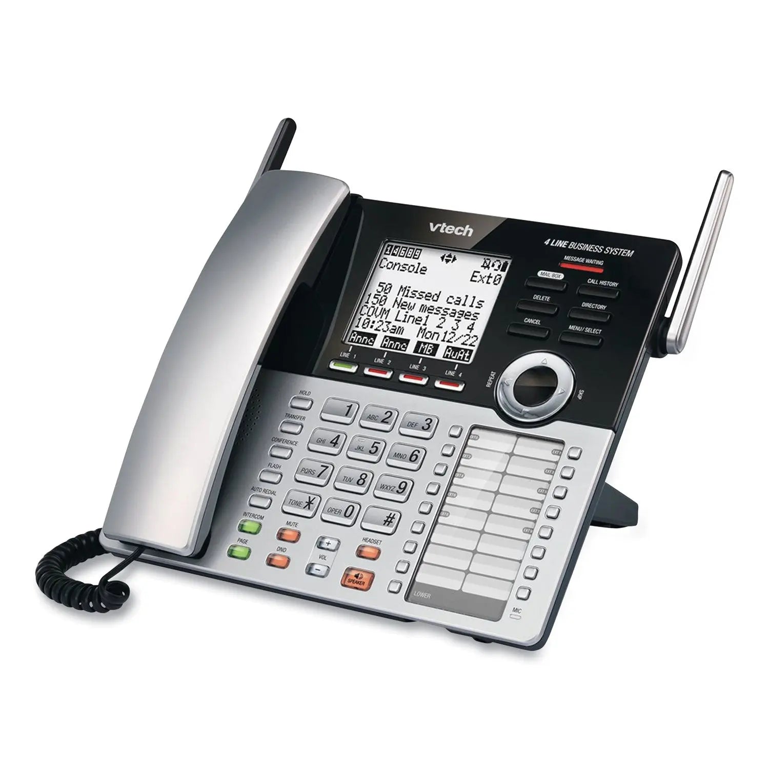 CM18445 Four-Line Business System Cordless Phone, Silver/Black Vtech® Flipcost