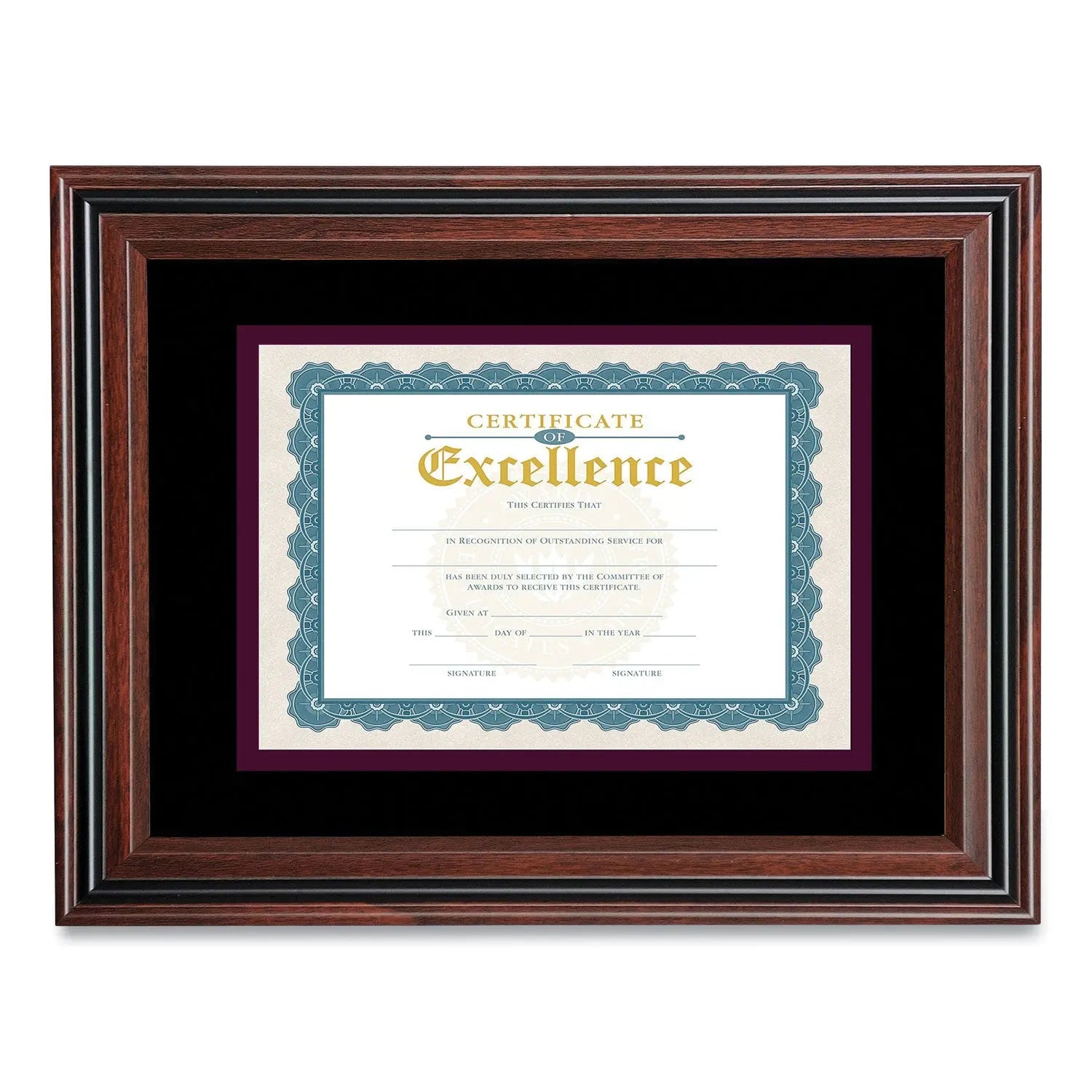 Document Frame with Mat, 11 x 14, Rosewood/Black