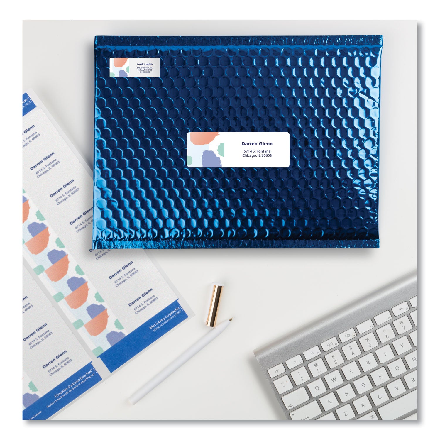 Avery® Easy Peel White Address Labels W/ Sure Feed Technology, Laser Printers, 1.33 X 4, White, 14/sheet, 250 Sheets/box