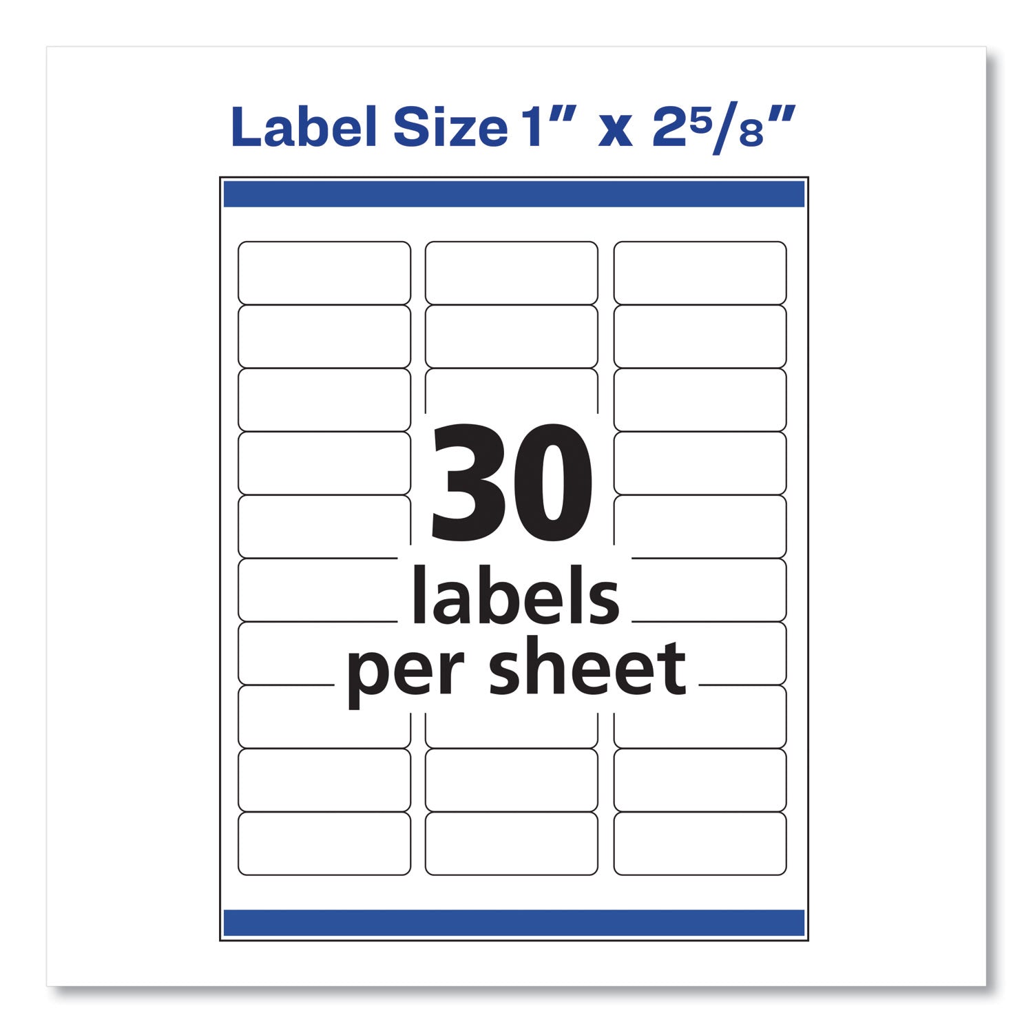 Avery® Easy Peel White Address Labels W/ Sure Feed Technology, Laser Printers, 1 X 2.63, White, 30/sheet, 500 Sheets/box