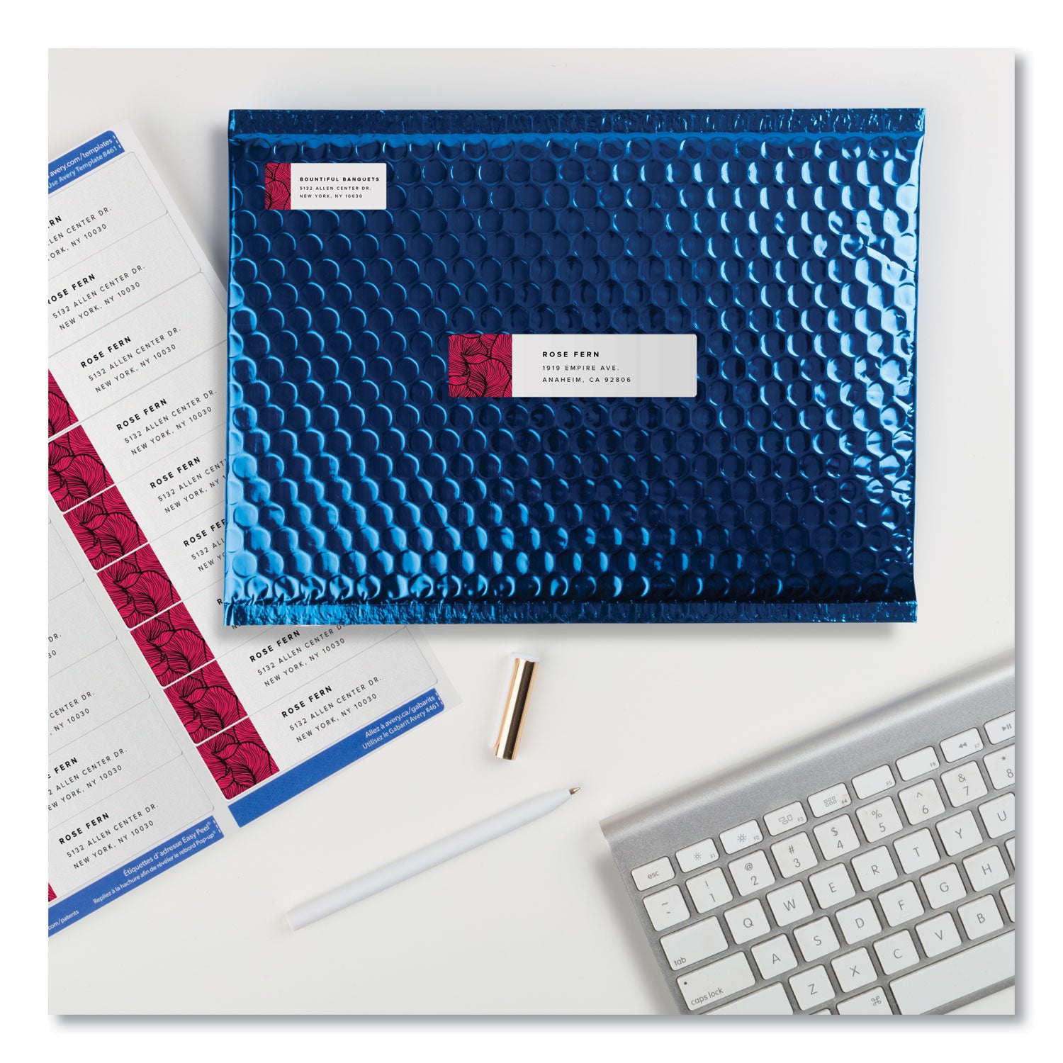 Avery® Easy Peel White Address Labels W/ Sure Feed Technology, Inkjet Printers, 1 X 4, White, 20/sheet, 100 Sheets/box