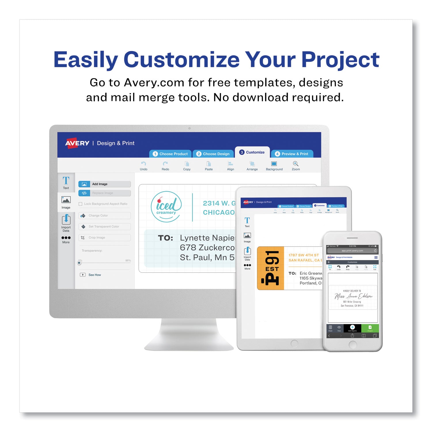 Avery® Easy Peel White Address Labels W/ Sure Feed Technology, Inkjet Printers, 0.66 X 1.75, White, 60/sheet, 25 Sheets/pack