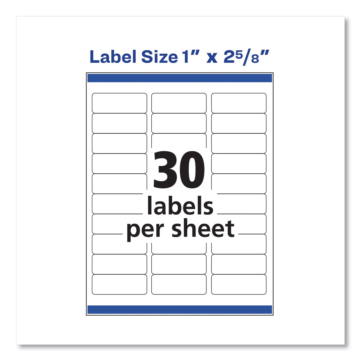 Avery® Easy Peel White Address Labels W/ Sure Feed Technology, Inkjet Printers, 1 X 2.63, White, 30/sheet, 100 Sheets/box