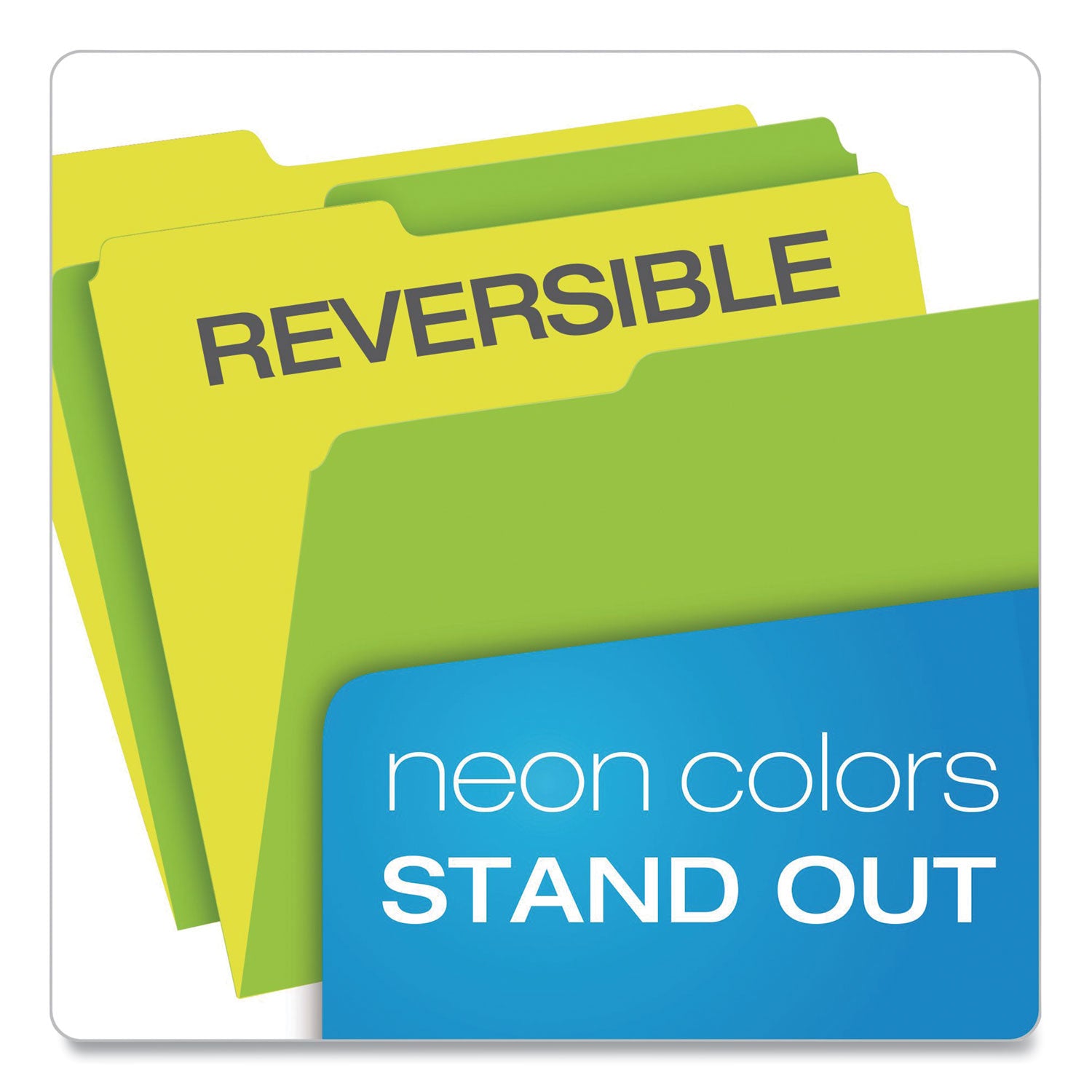 Pendaflex® Glow Twisted 3-Tab File Folder, 1/3-Cut Tabs: Assorted, Letter Size, 0.25" Expansion, Assorted Colors, 12/Pack