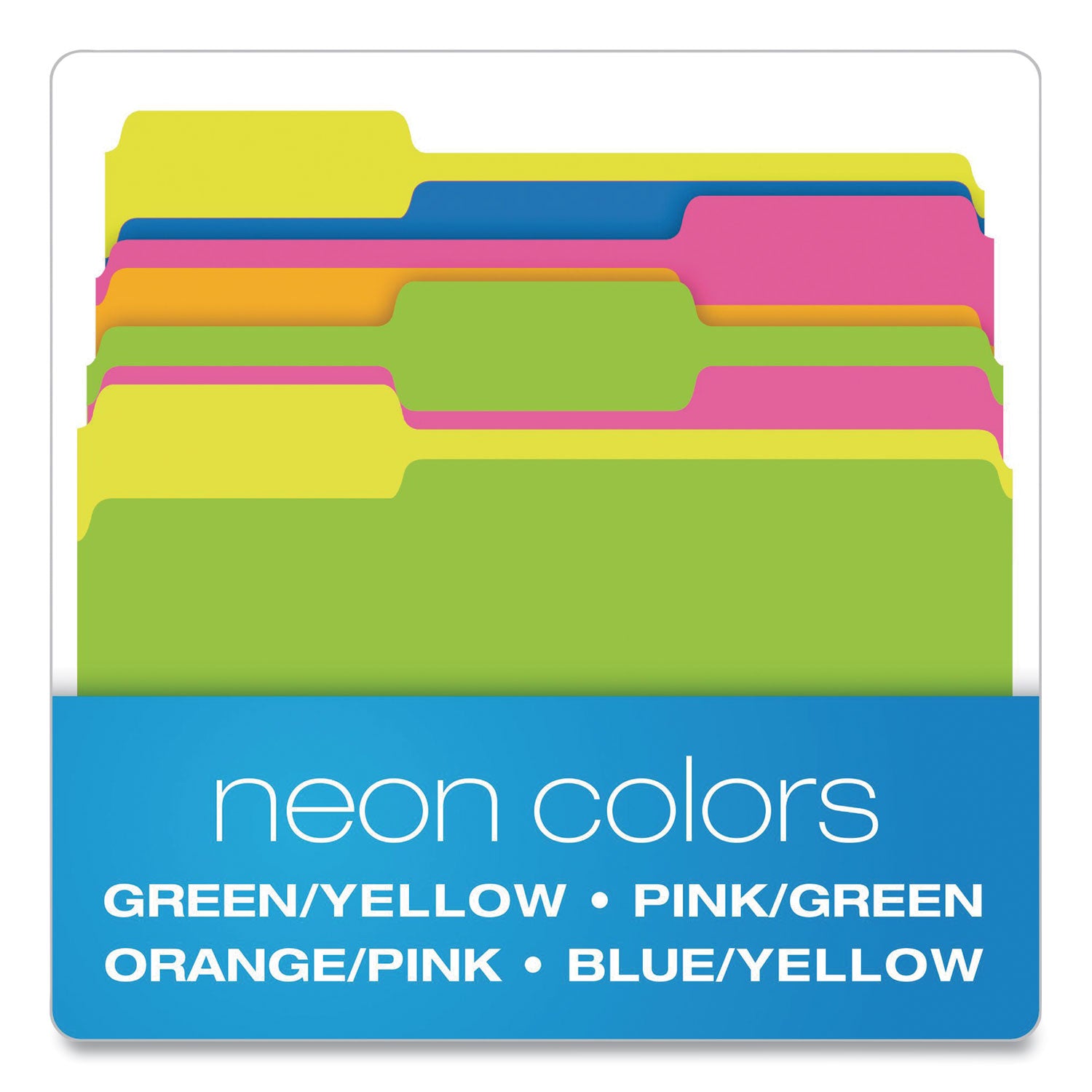 Pendaflex® Glow Twisted 3-Tab File Folder, 1/3-Cut Tabs: Assorted, Letter Size, 0.25" Expansion, Assorted Colors, 12/Pack