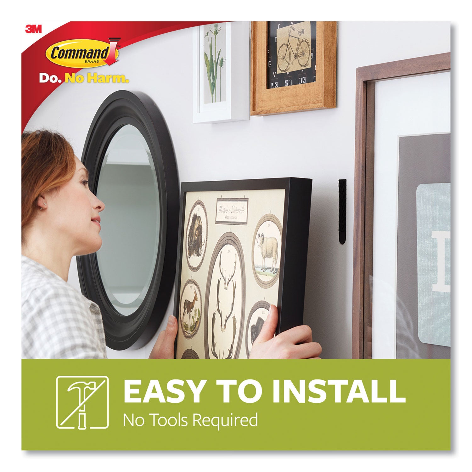 Command™ Bath Picture Hanging Strips, Large, Removable, Holds Up To 4 Lbs Per Pair, 0.75 X 3.65, Black, 12 Pairs/pack