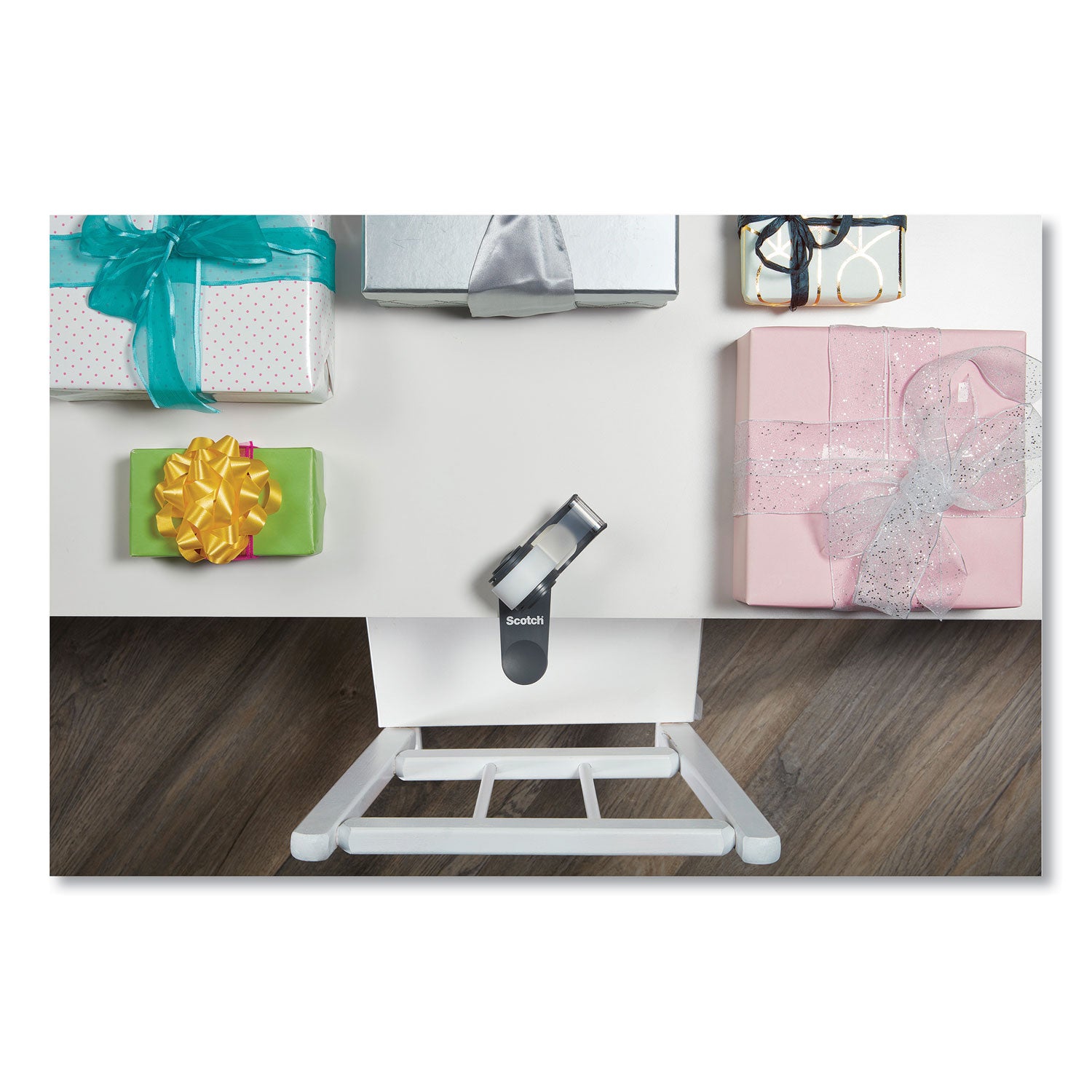 Scotch® Clip And Twist Desktop Tape Dispenser, With Tape Roll, 1" Core, Plastic, Gray