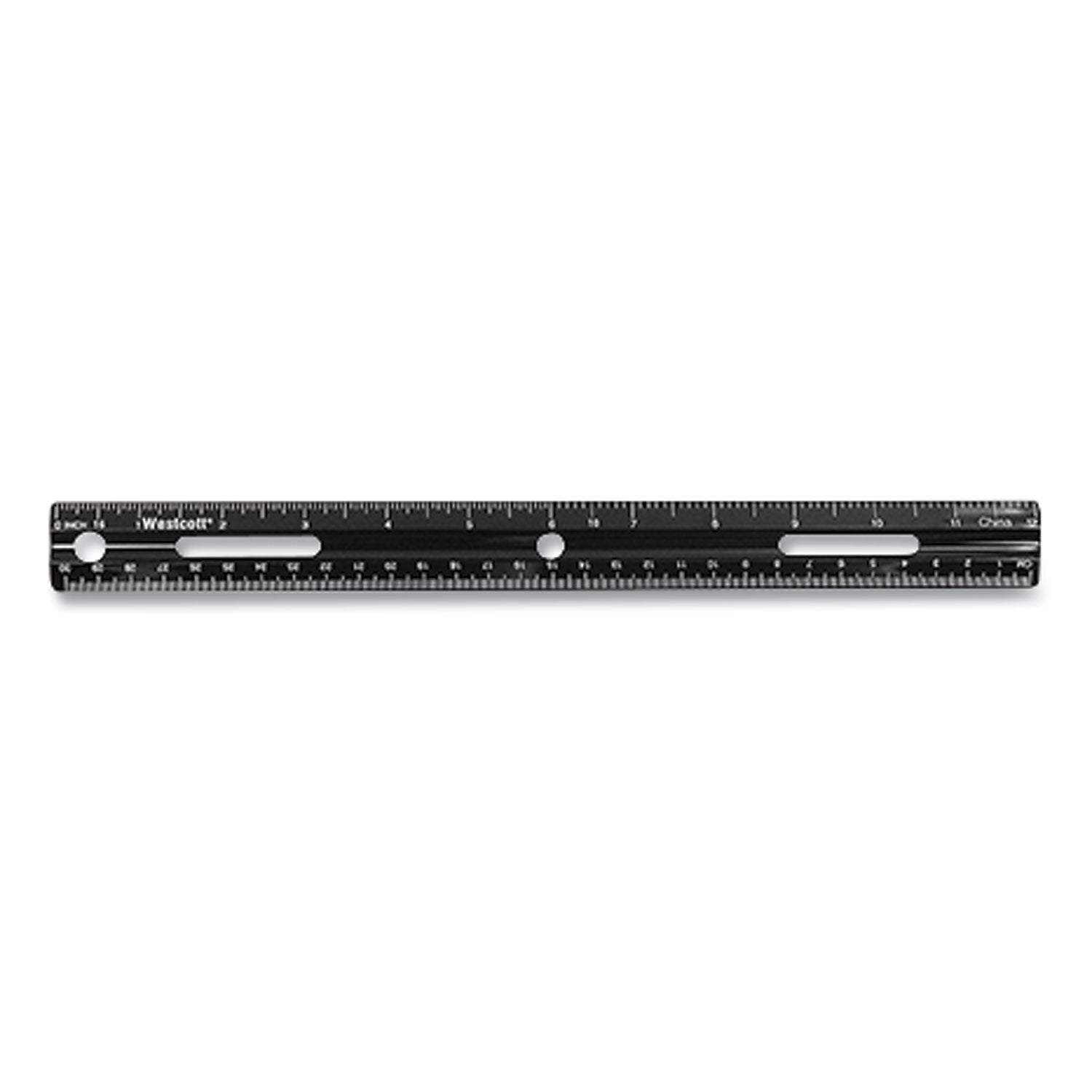 Westcott® Kleenearth Recycled Ruler, Standard/metric, 12" Long, Plastic, Black