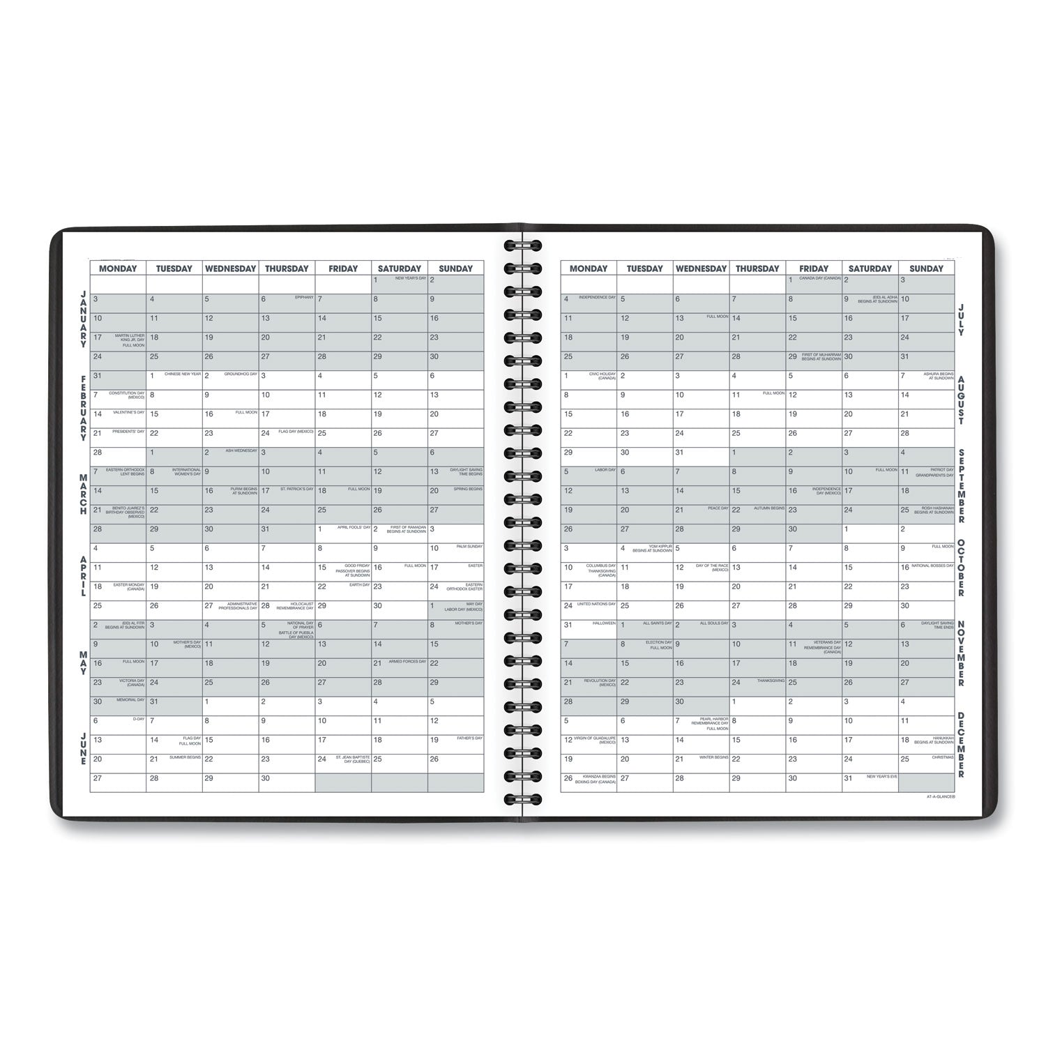 AT-A-GLANCE® Monthly Planner, 8.75 x 7, Black Cover, 12-Month (Jan to Dec): 2025