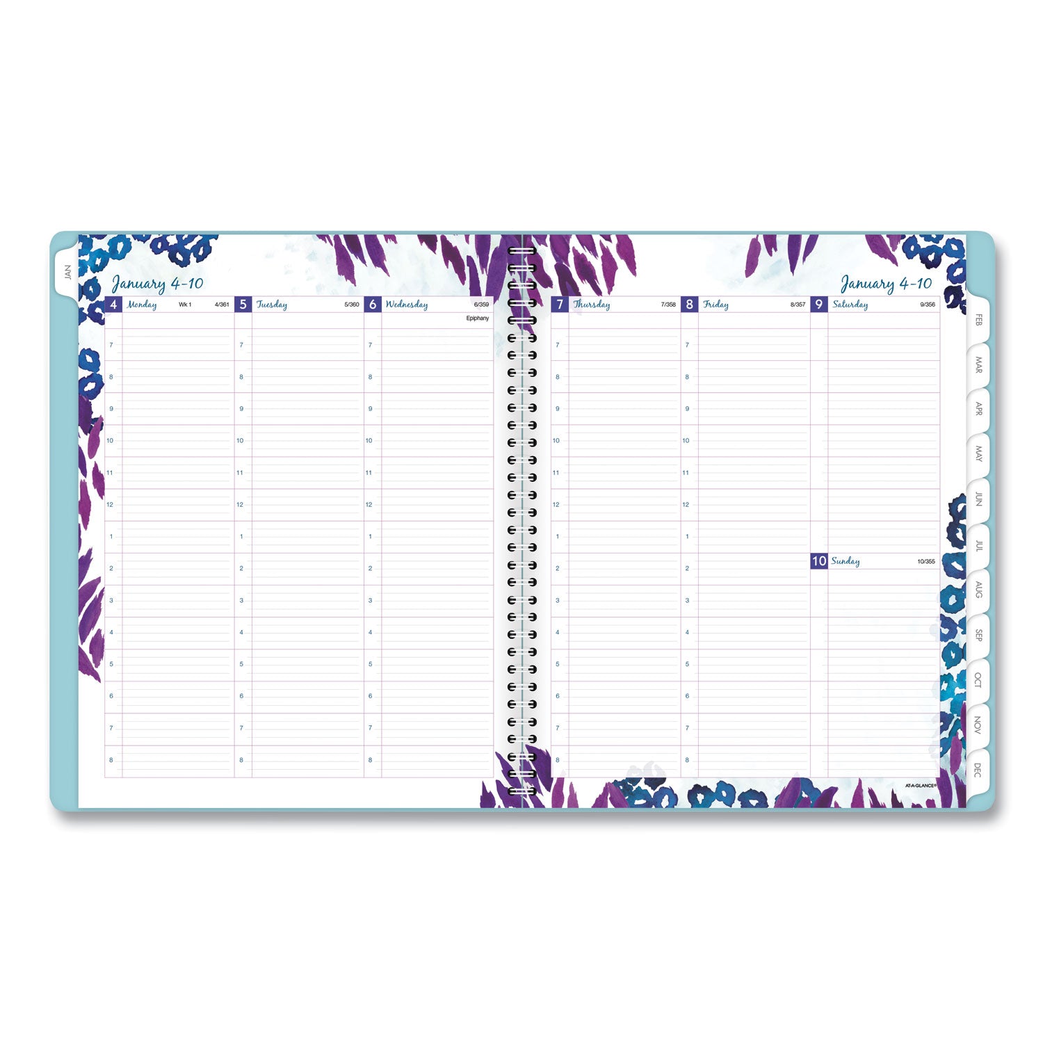 AT-A-GLANCE® Wild Washes Weekly/Monthly Planner, Flora and Fauna Artwork, 11 x 8.5, Blue Cover, 13-Month: Jan 2025 to Jan 2026