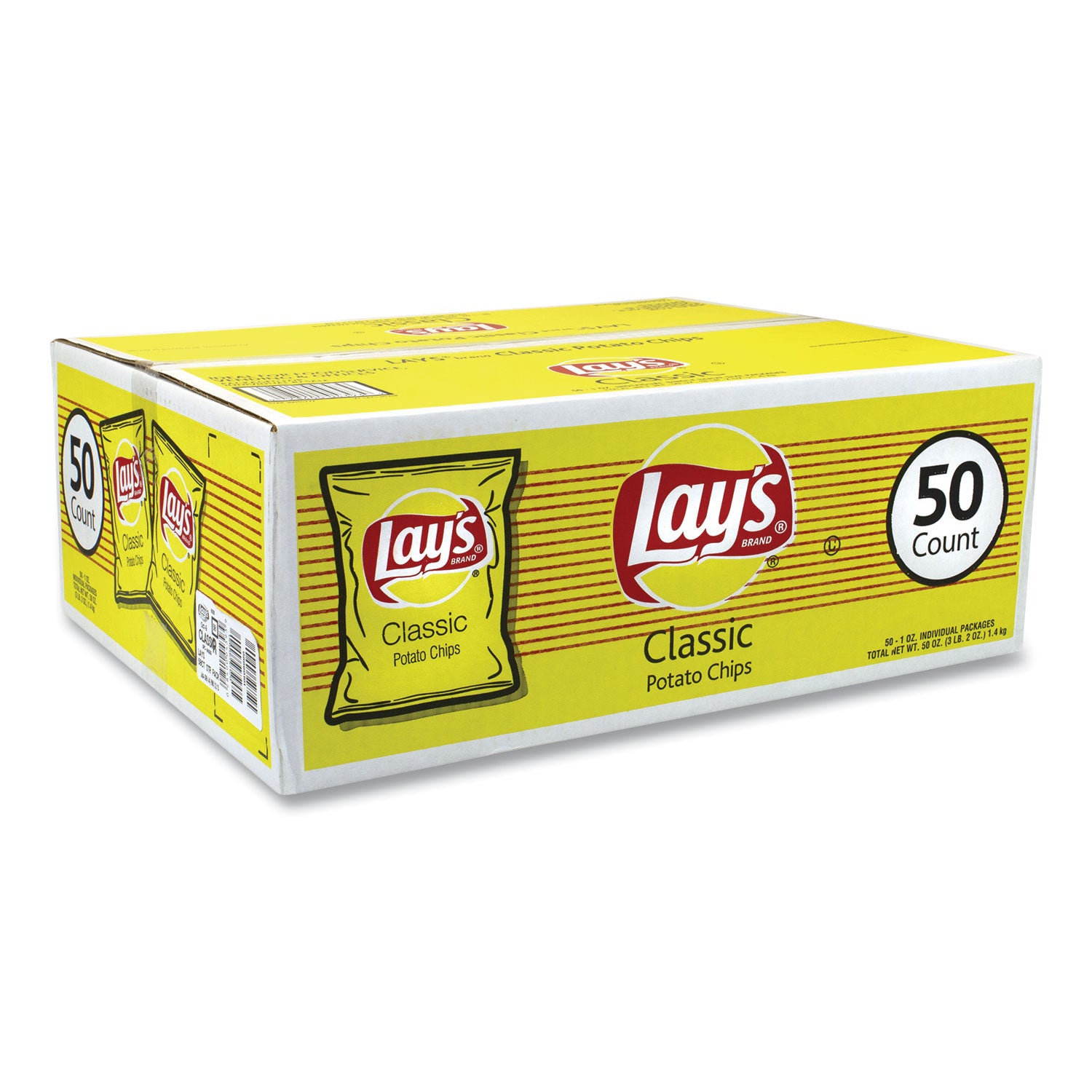 Lay's® Regular Potato Chips, Classic Flavor, 1 oz Bag, 50/Carton