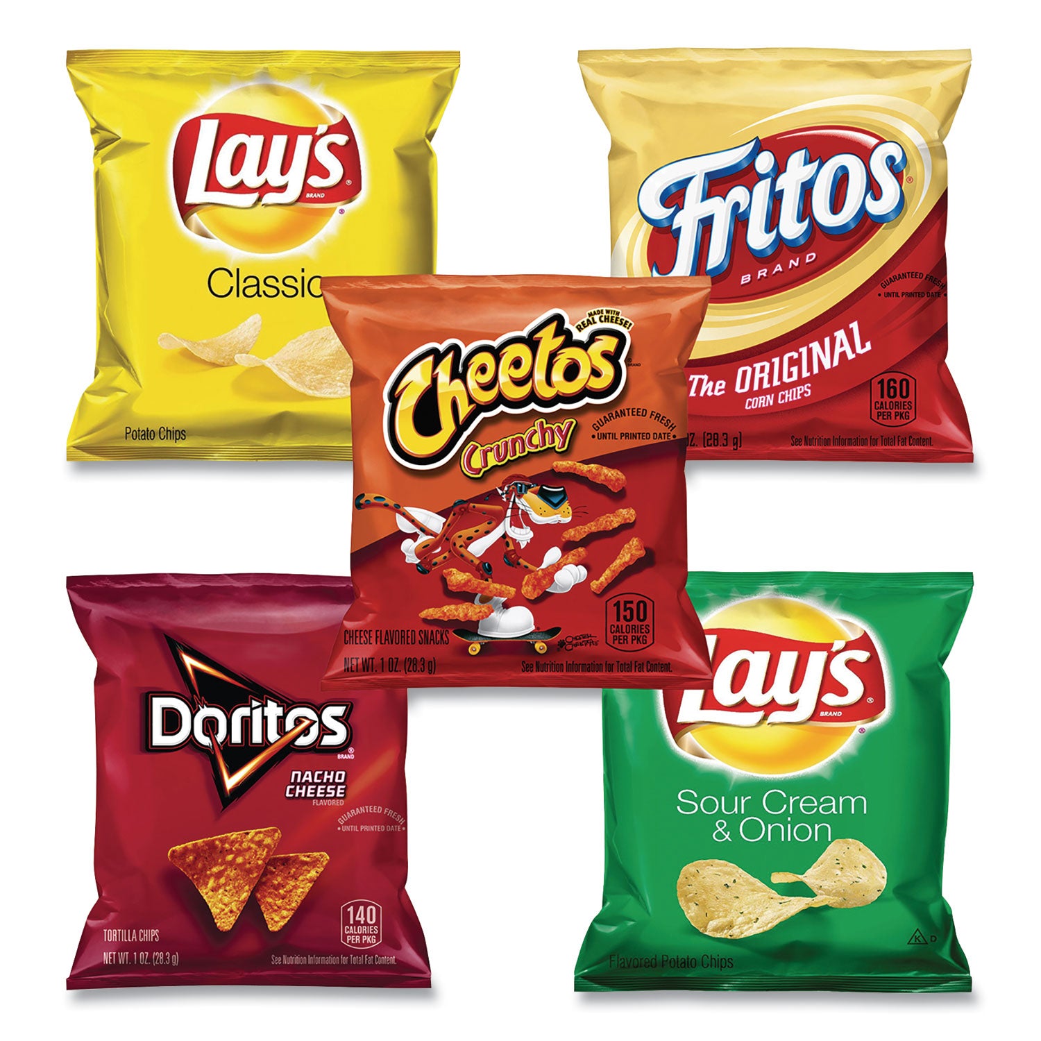Frito-Lay Potato Chips Bags Variety Pack, Assorted Flavors, 1 oz Bag, 50 Bags/Carton