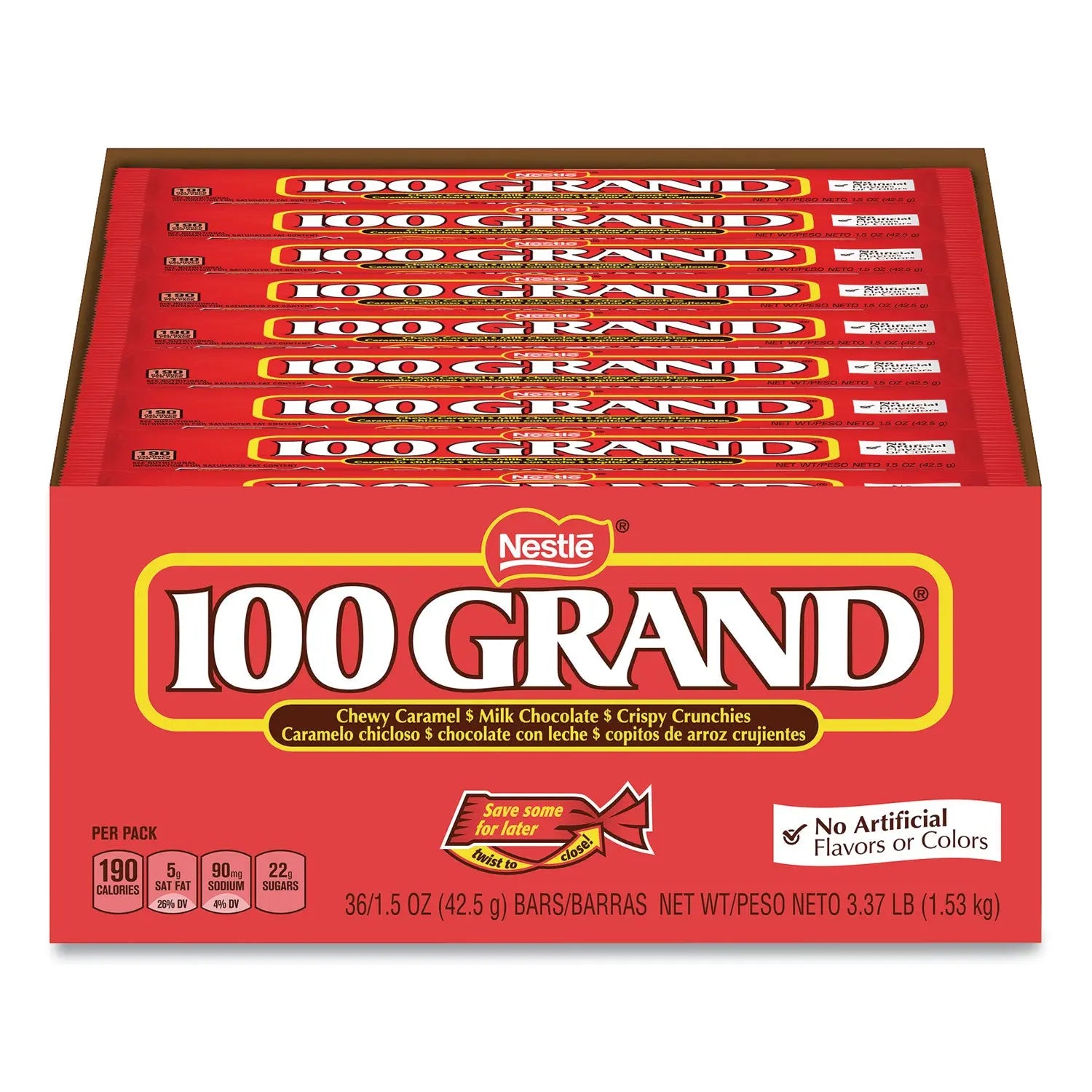Chocolate Candy Bars, Full Size, 1.5 oz, 36/Carton 100 GRAND® Flipcost