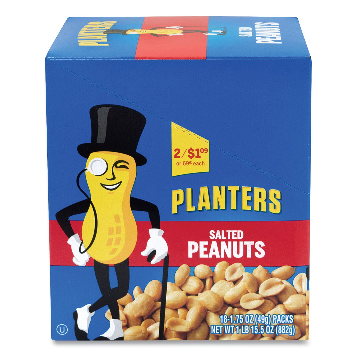 Planters® Salted Peanuts, 1.75 oz Pack, 18 Packs/Box