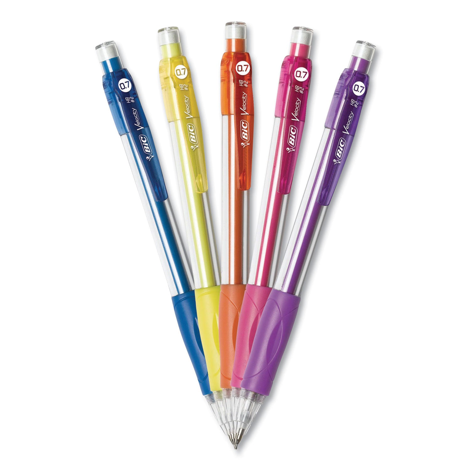 BIC® Velocity Original Mechanical Pencil, 0.7 Mm, Hb (#2), Black Lead, Assorted Barrel Colors, 5/pack