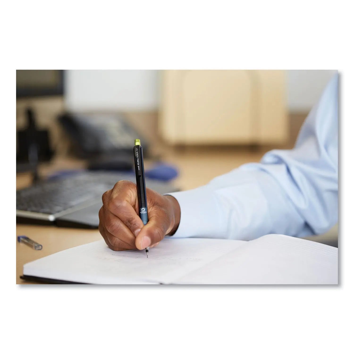 KuruToga Mechanical Pencil with Tube of Lead/Erasers, 0.5 mm, HB (#2), Black Lead, Black Barrel uniball® Flipcost