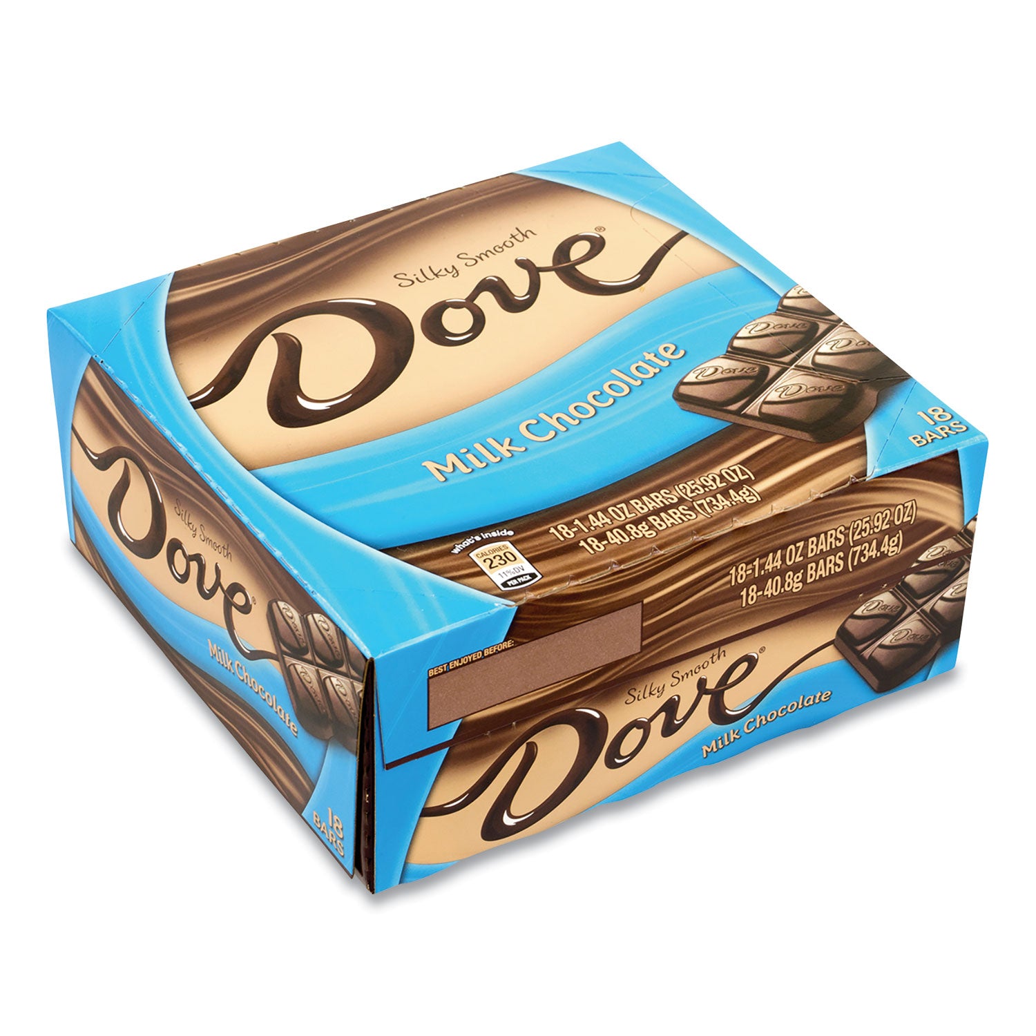 Dove® Chocolate Milk Chocolate Bars, 1.44 oz, 18 Bars/Carton