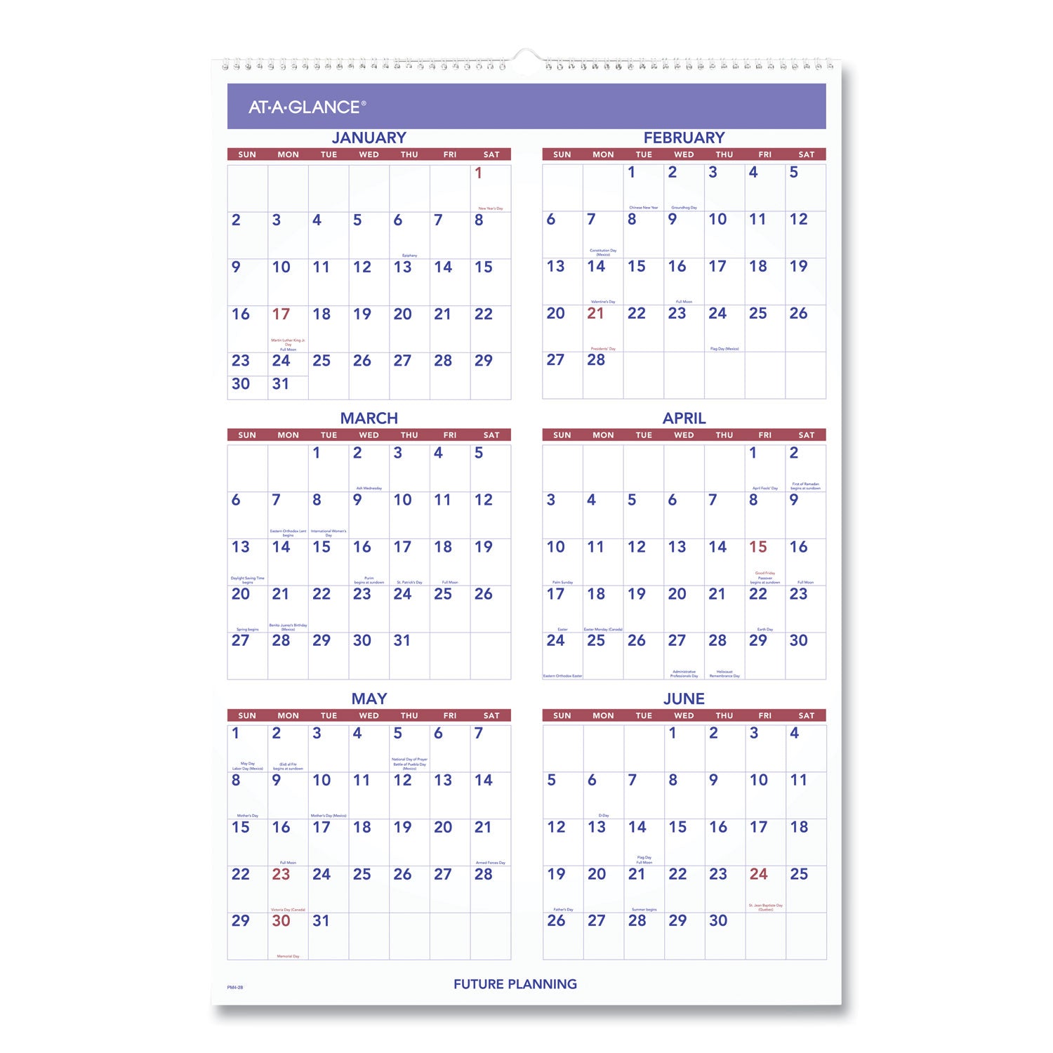 AT-A-GLANCE® Monthly Wall Calendar with Ruled Daily Blocks, 20 x 30, White Sheets, 12-Month (Jan to Dec): 2025