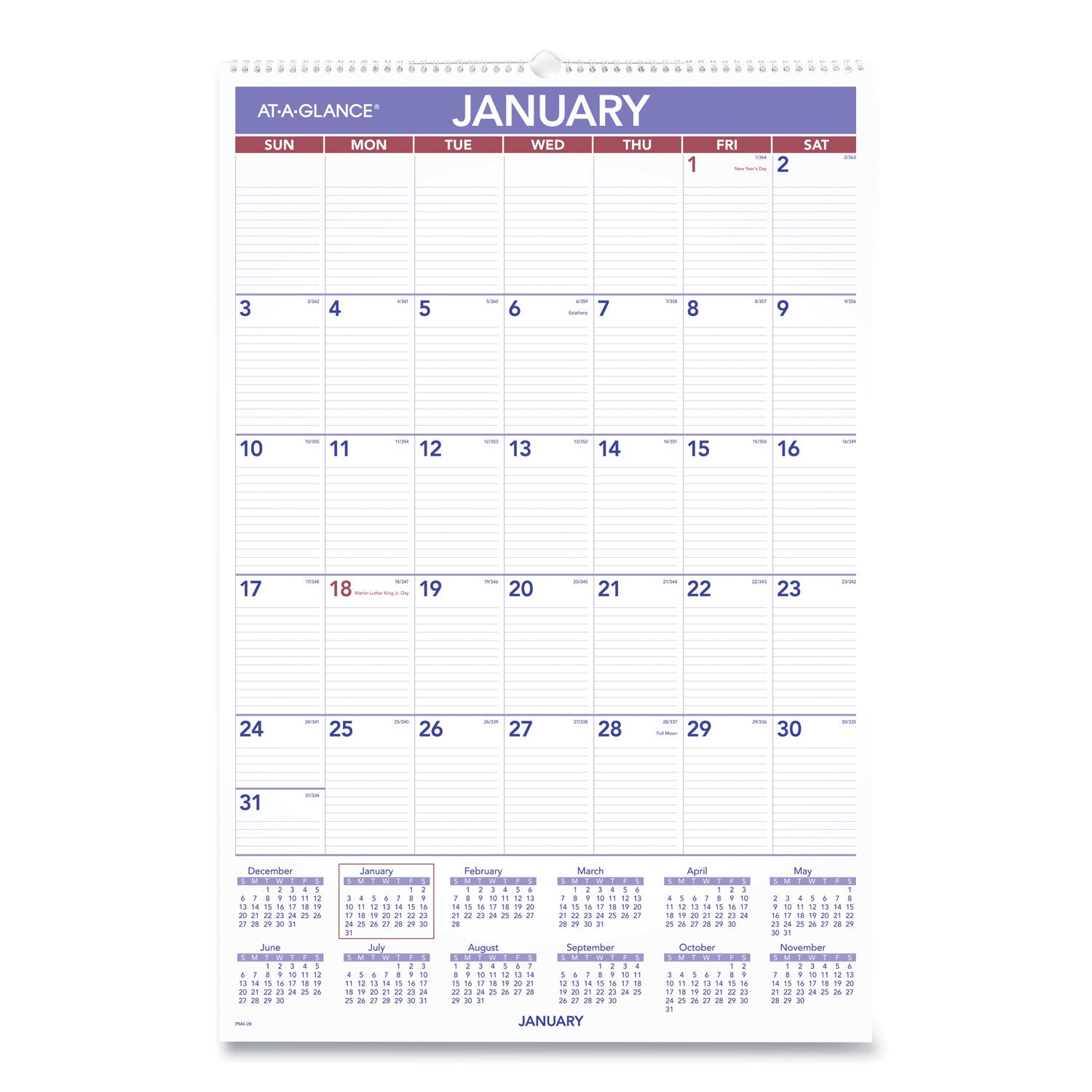 Monthly Wall Calendar with Ruled Daily Blocks, 20 x 30, White Sheets, 12-Month (Jan to Dec): 2025
