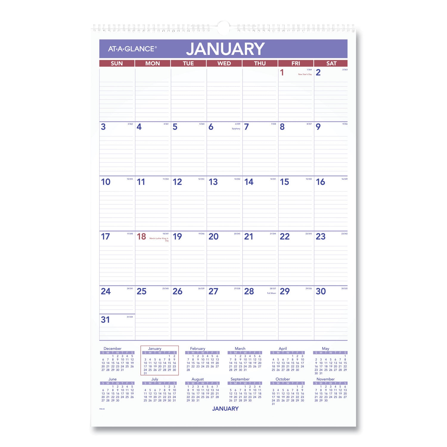 Monthly Wall Calendar with Ruled Daily Blocks, 15.5 x 22.75, White Sheets, 12-Month (Jan to Dec): 2025