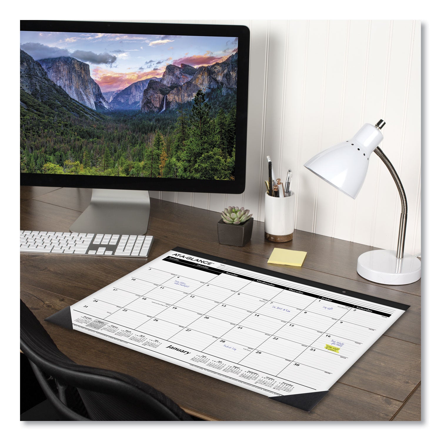 AT-A-GLANCE® Ruled Desk Pad, 22 x 17, White Sheets, Black Binding, Black Corners, 12-Month (Jan to Dec): 2025