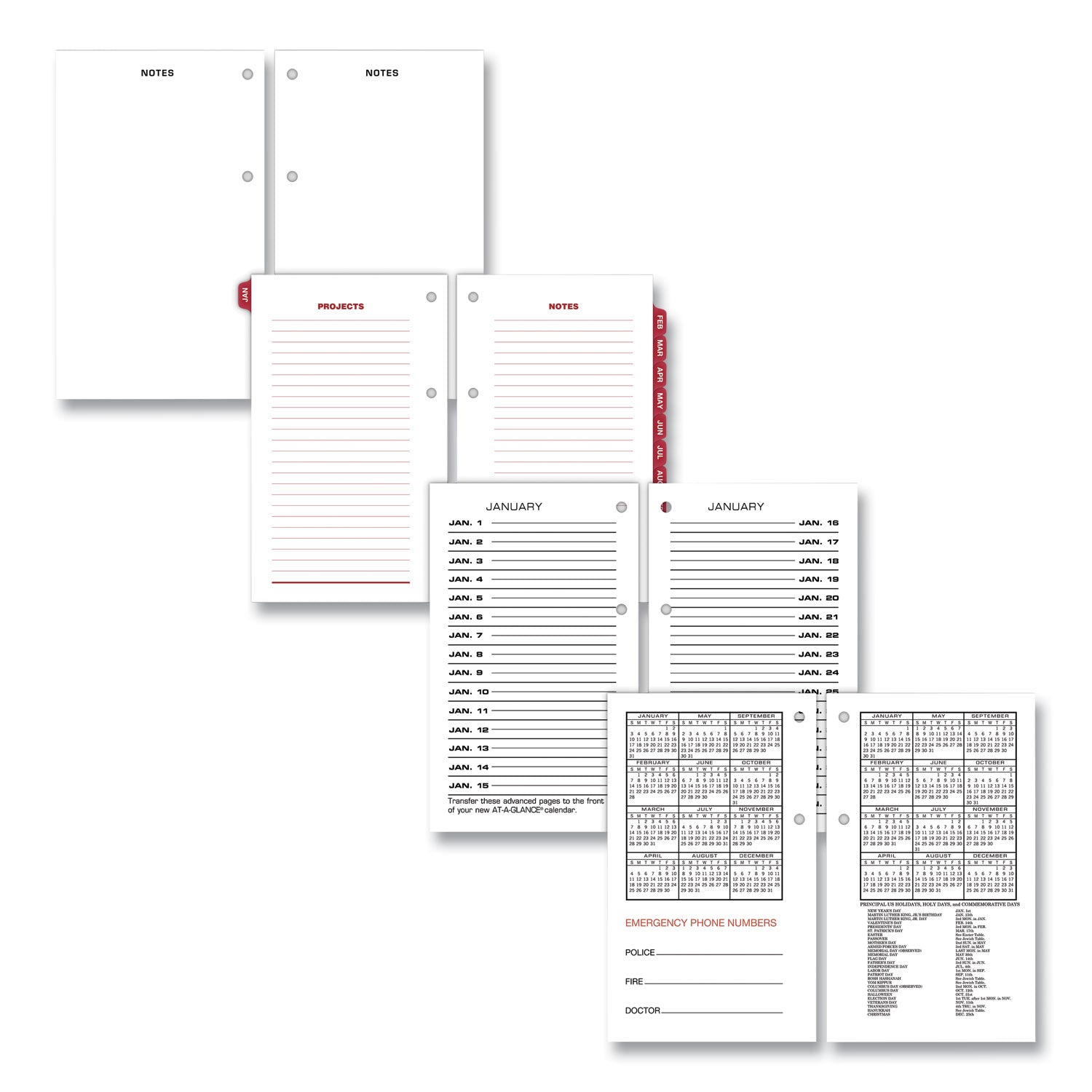 AT-A-GLANCE® Two-Color Desk Calendar Refill, 3.5 x 6, White Sheets, 12-Month (Jan to Dec): 2025