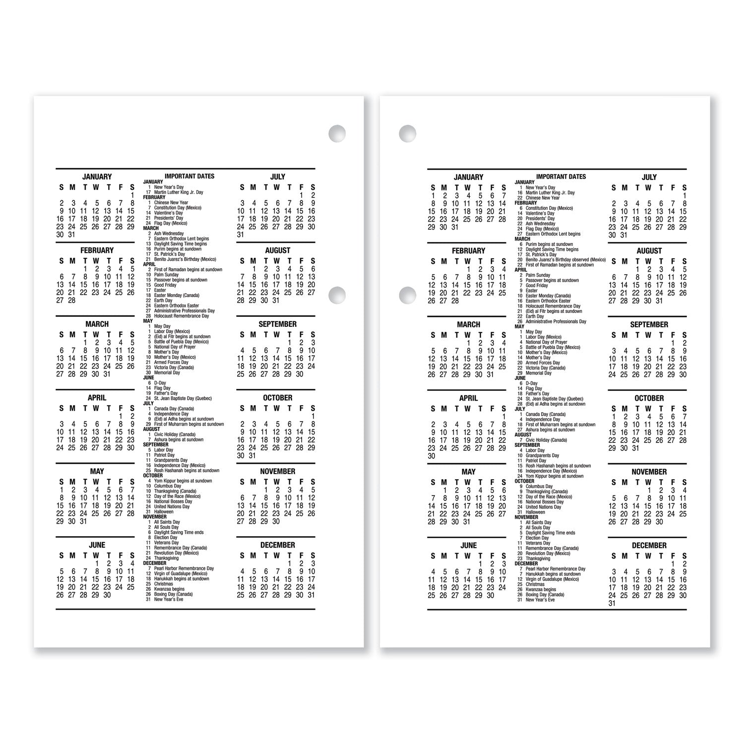 AT-A-GLANCE® Desk Calendar Refill, 3.5 x 6, White Sheets, 12-Month (Jan to Dec): 2025